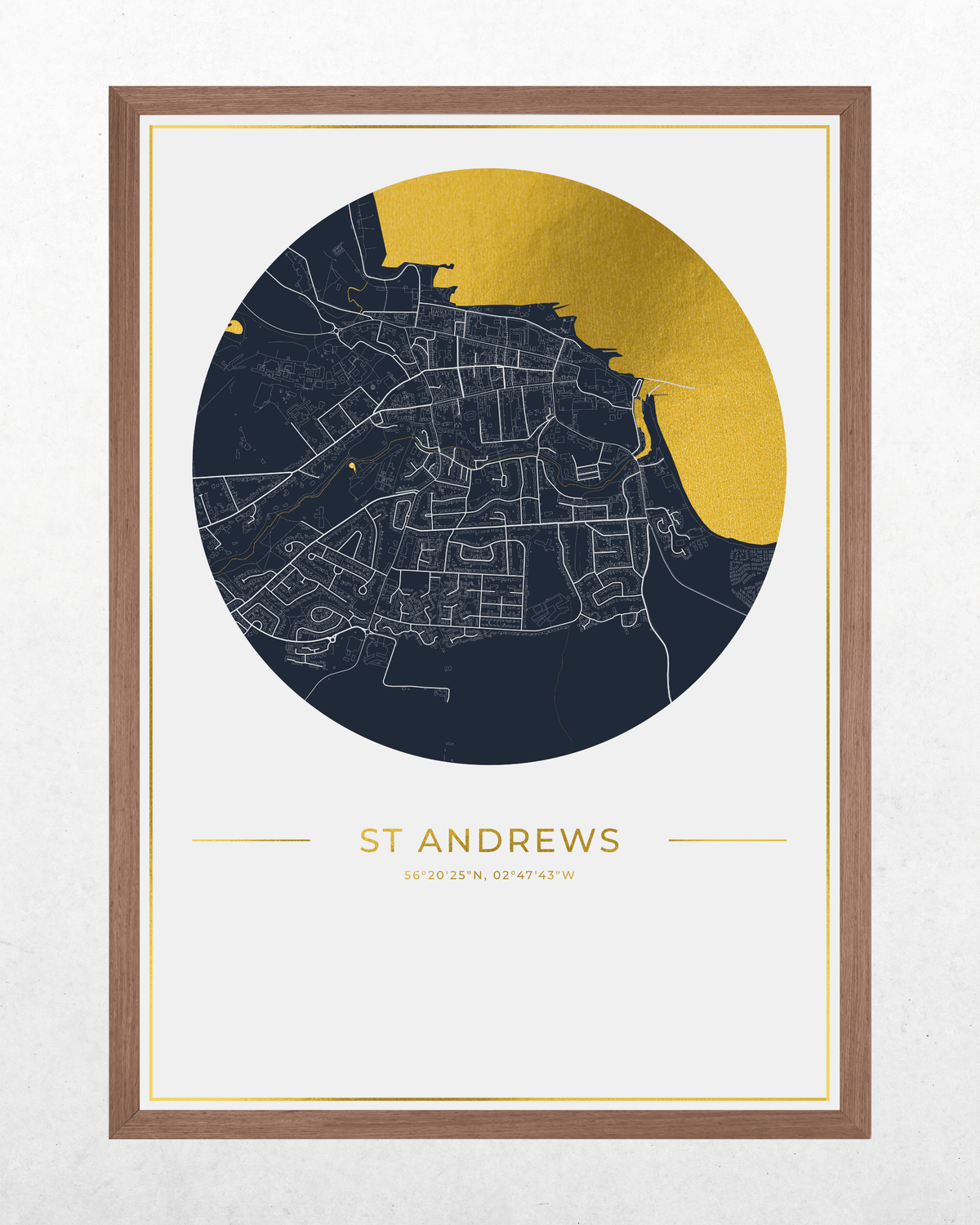 St Andrews - Gold Fine Art Map Print
