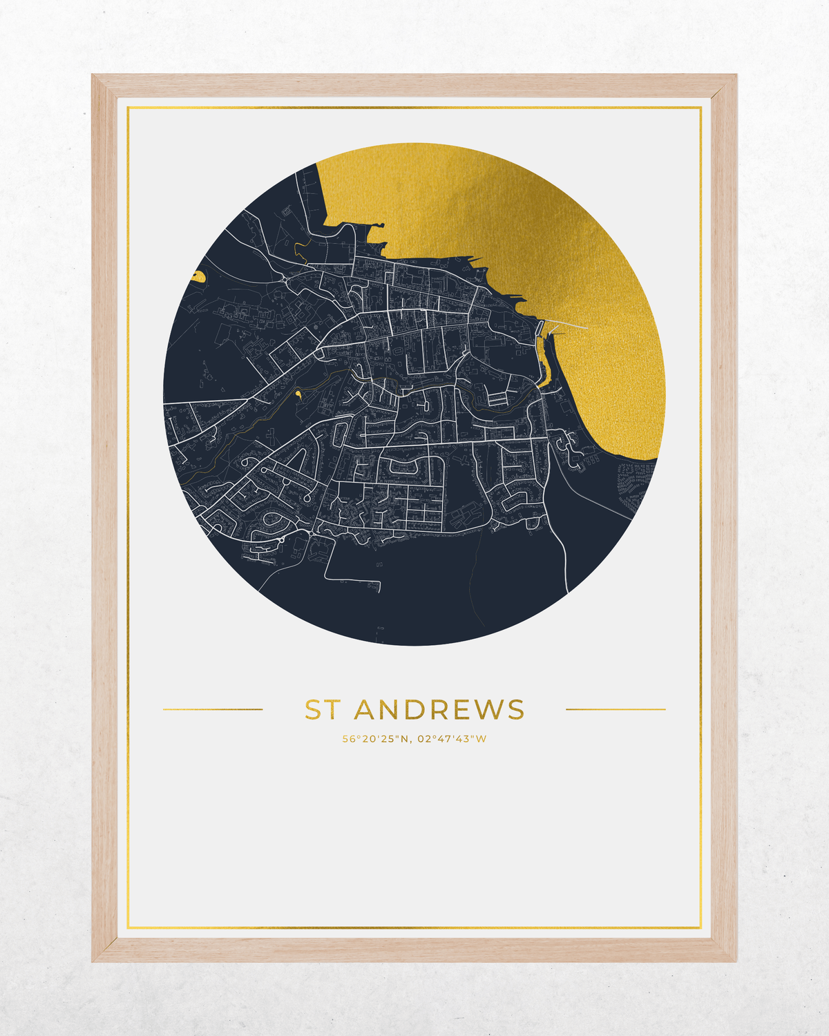 St Andrews - Gold Fine Art Map Print
