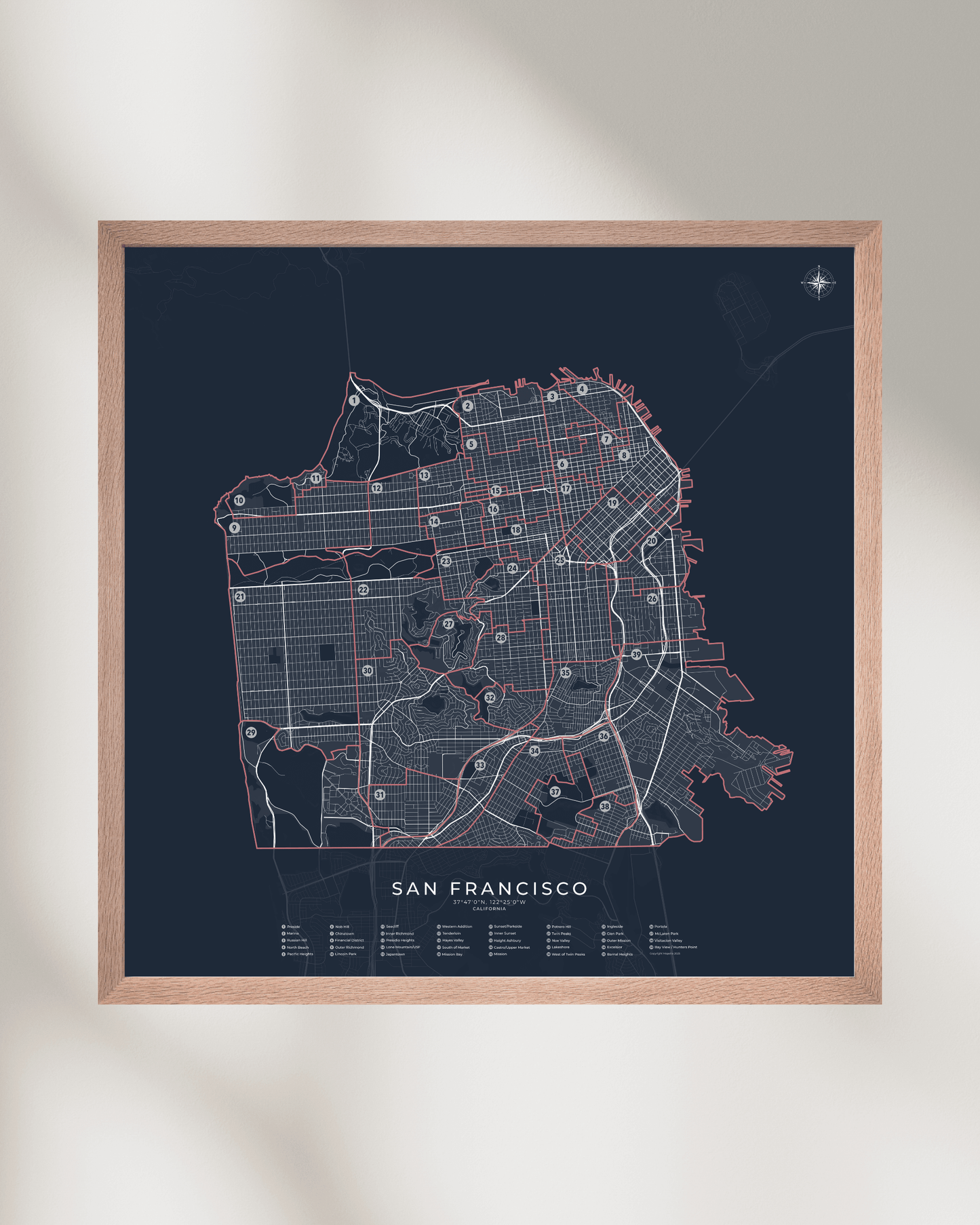 San Francisco - Neighborhood Map Poster