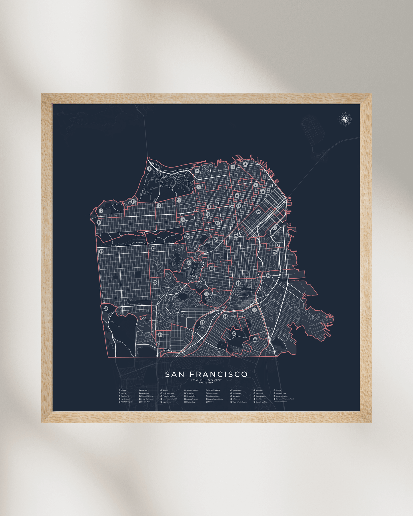 San Francisco - Neighborhood Map Poster