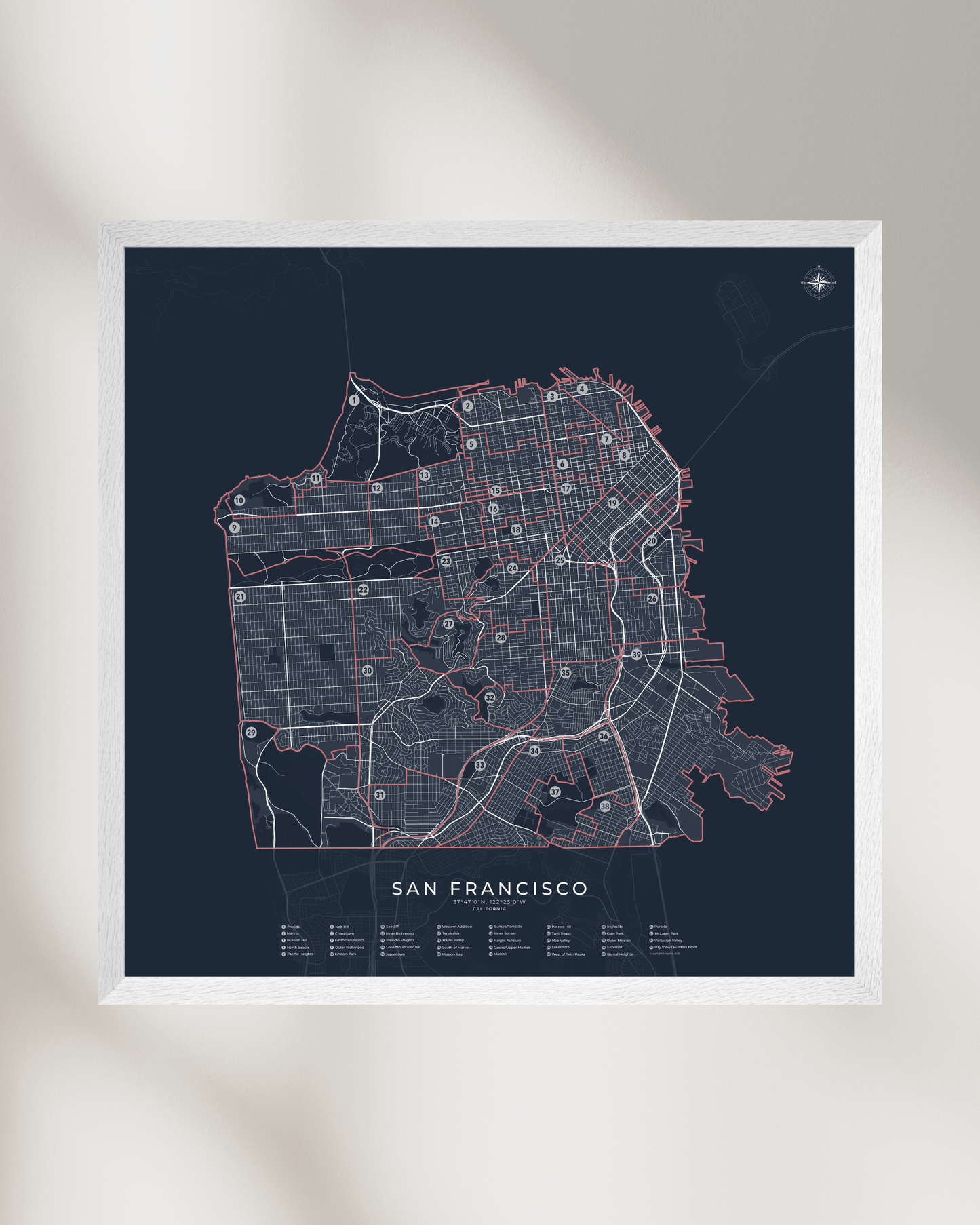 San Francisco - Neighborhood Map Poster