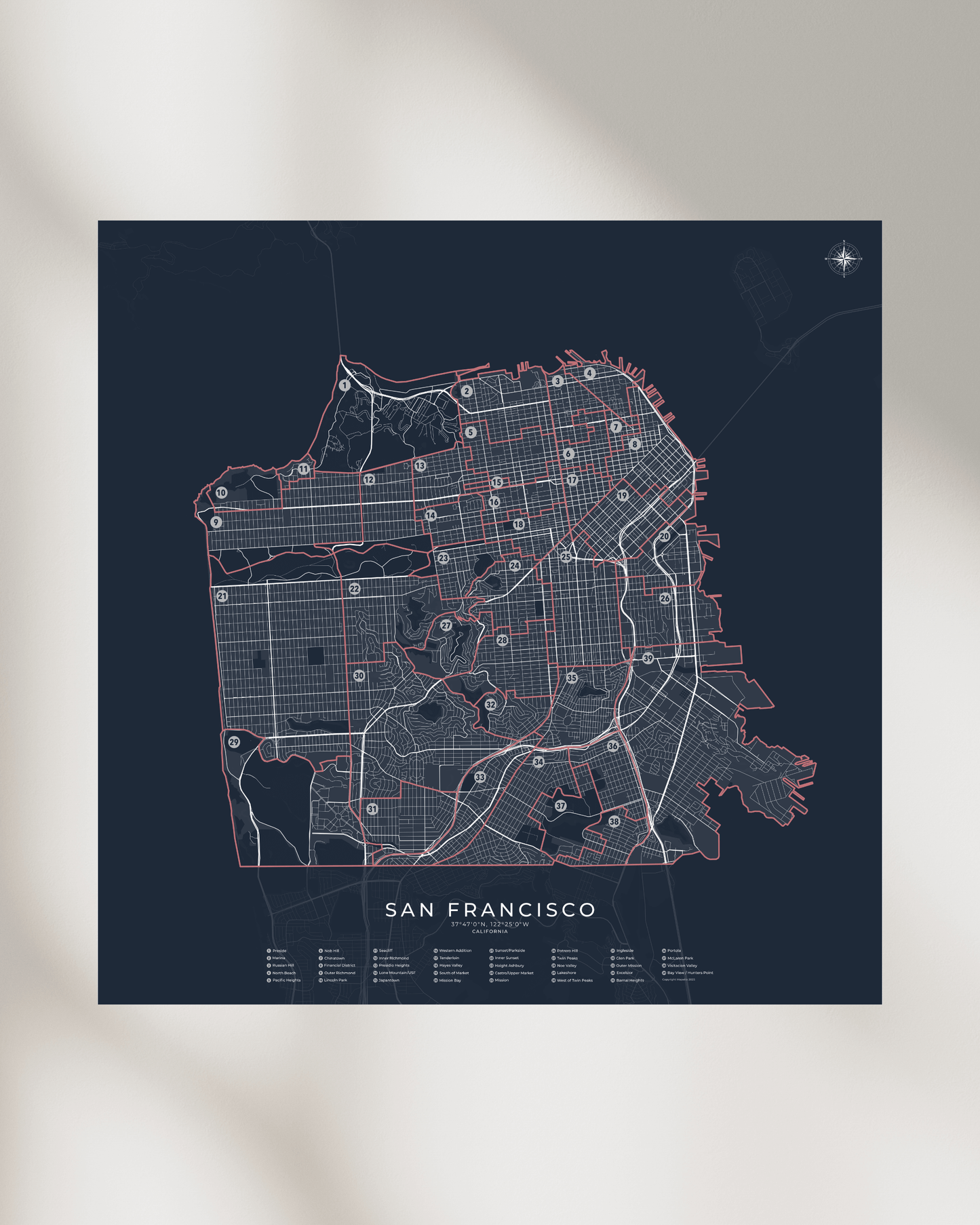 San Francisco - Neighborhood Map Poster