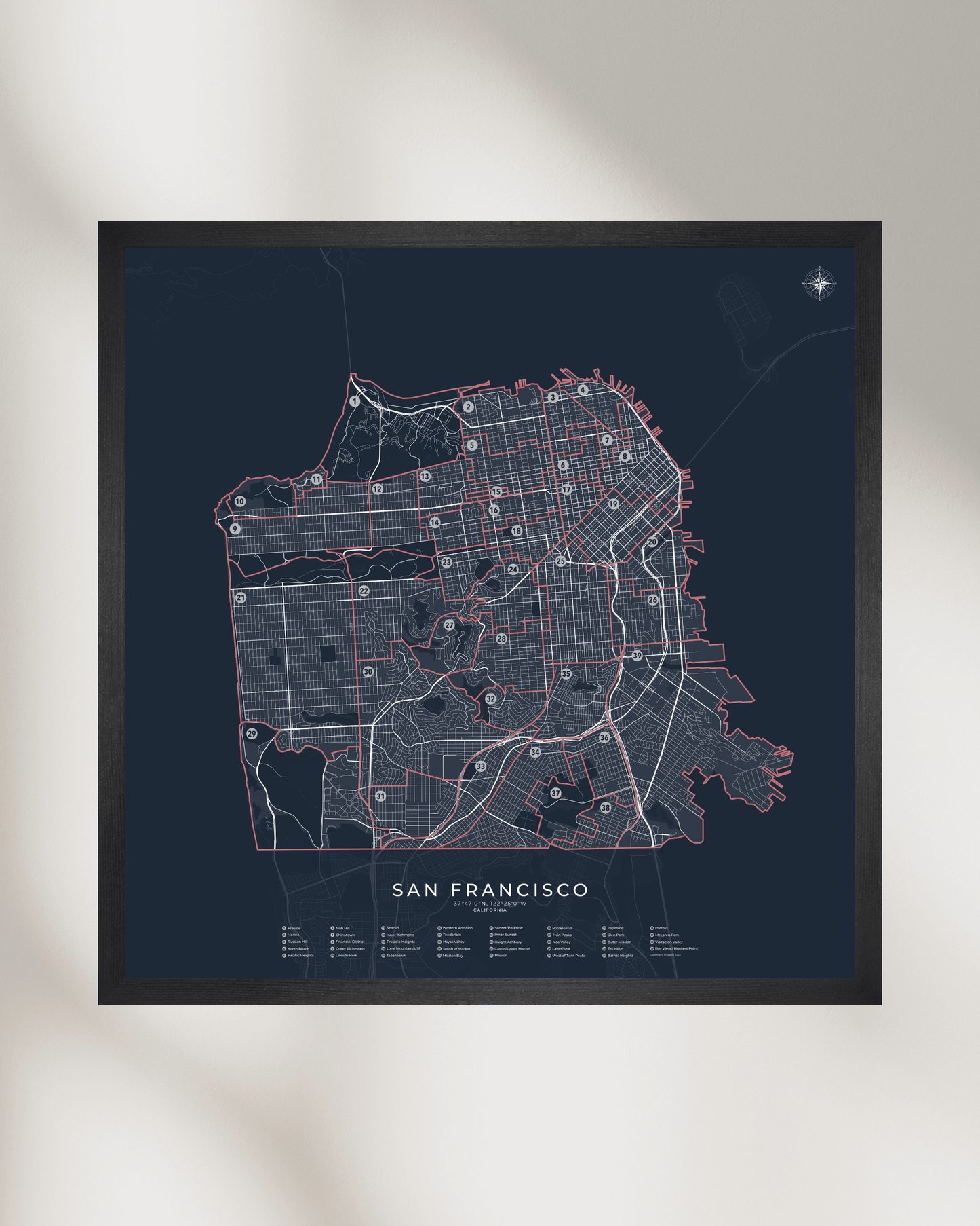 San Francisco - Neighborhood Map Poster