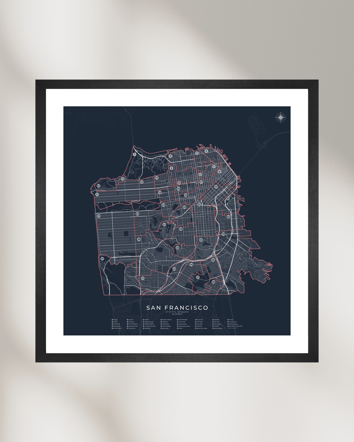 San Francisco - Neighborhood Map Poster