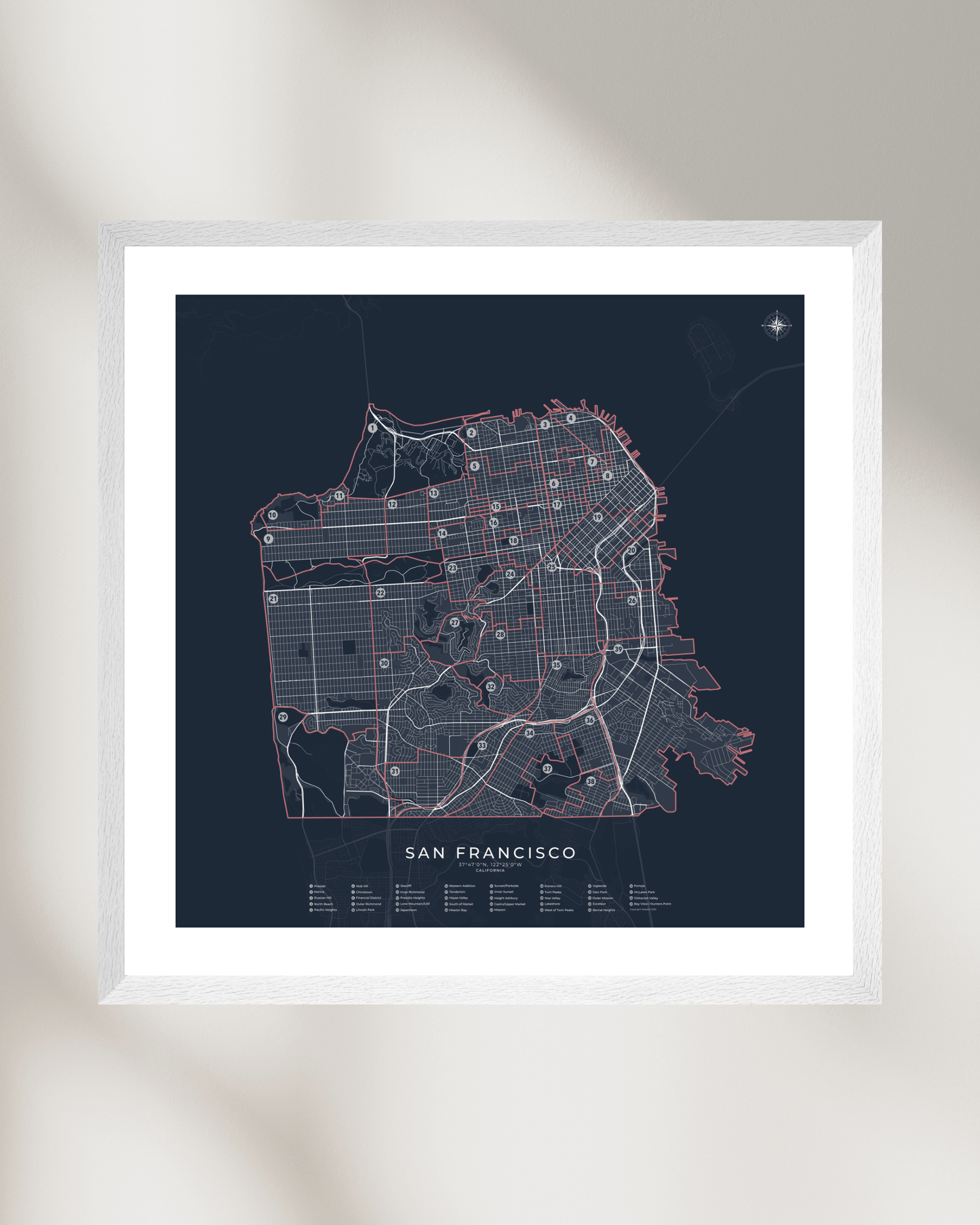 San Francisco - Neighborhood Map Poster