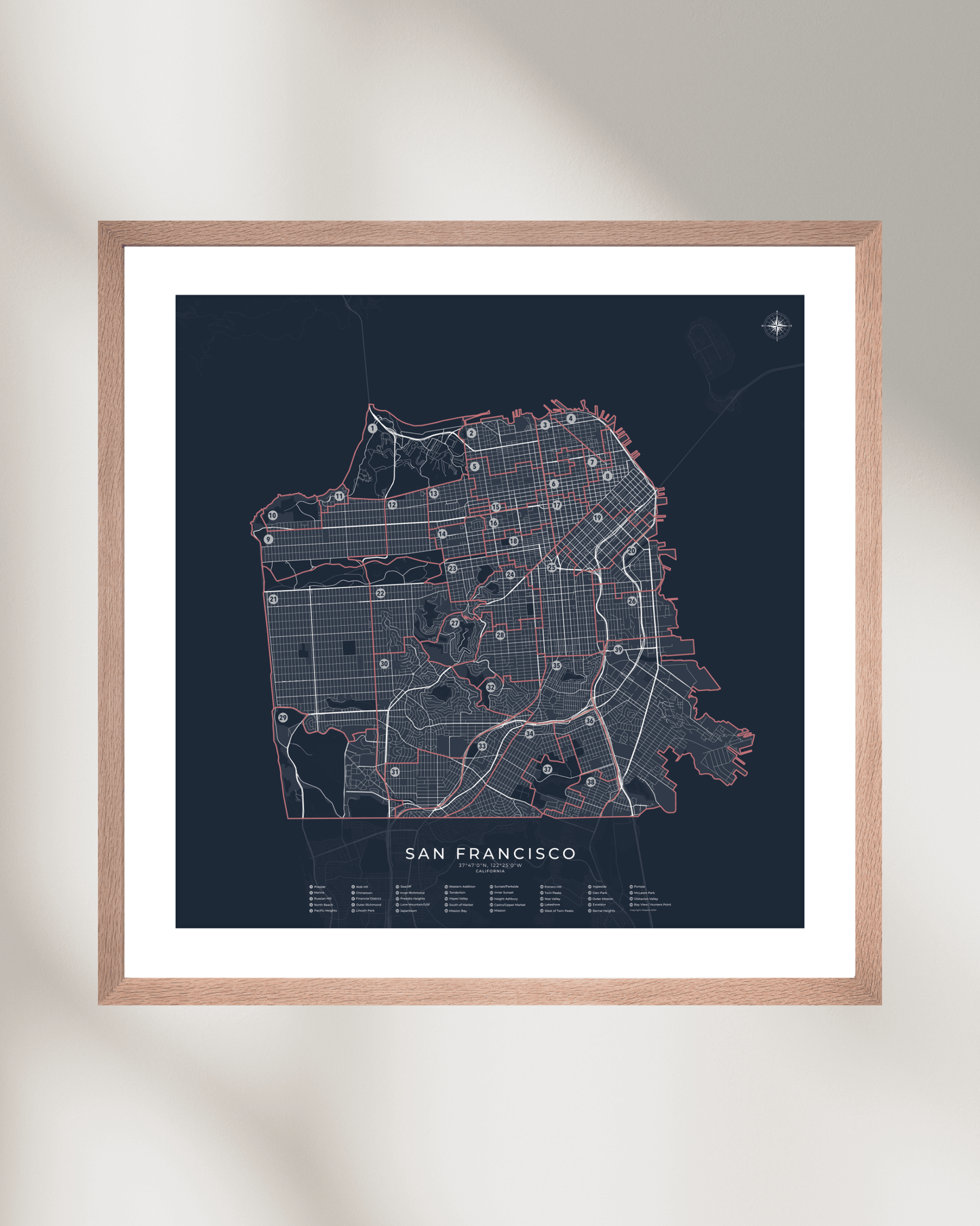 San Francisco - Neighborhood Map Poster