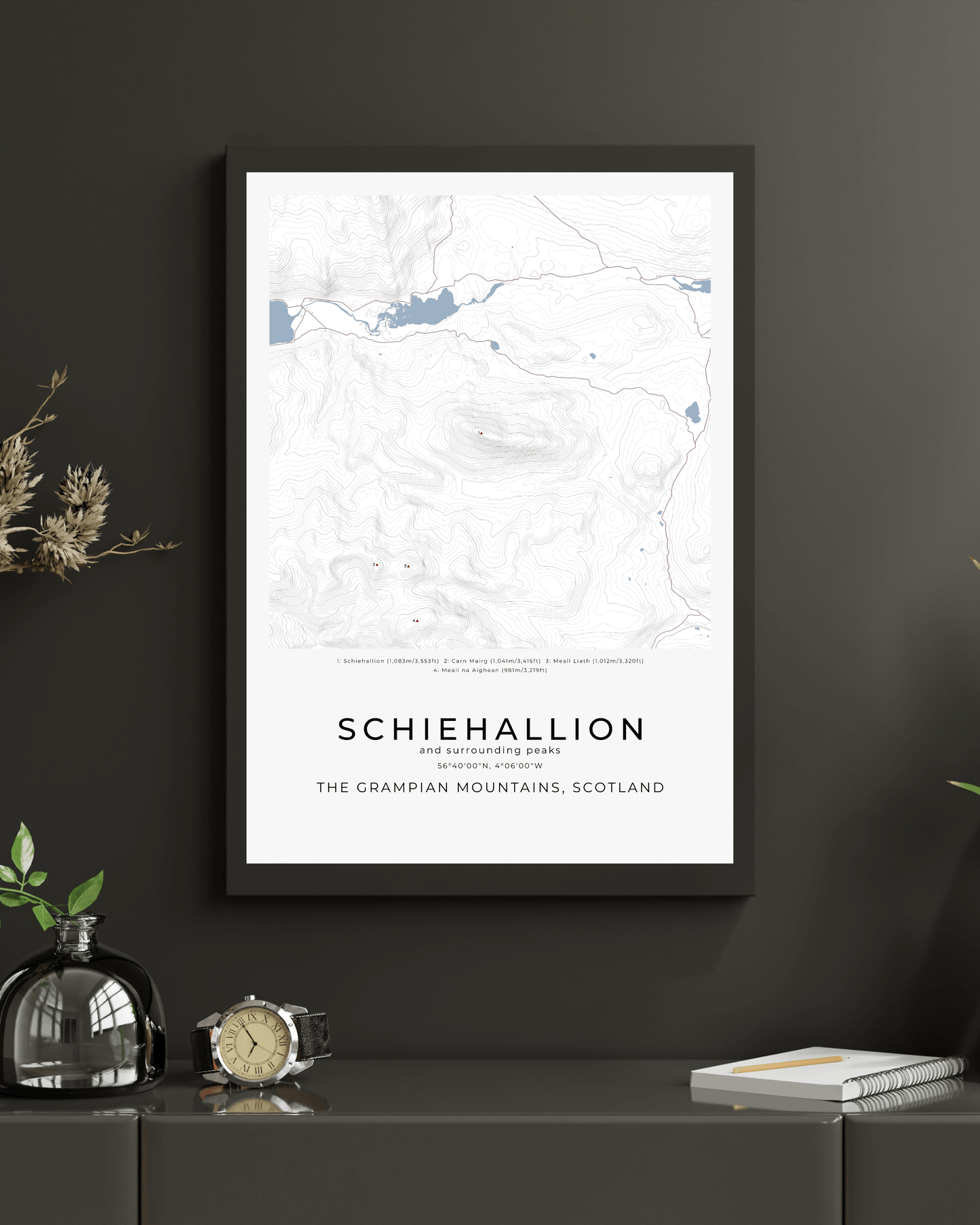 Schiehallion & Surrounding peaks - Contour Map Print Poster