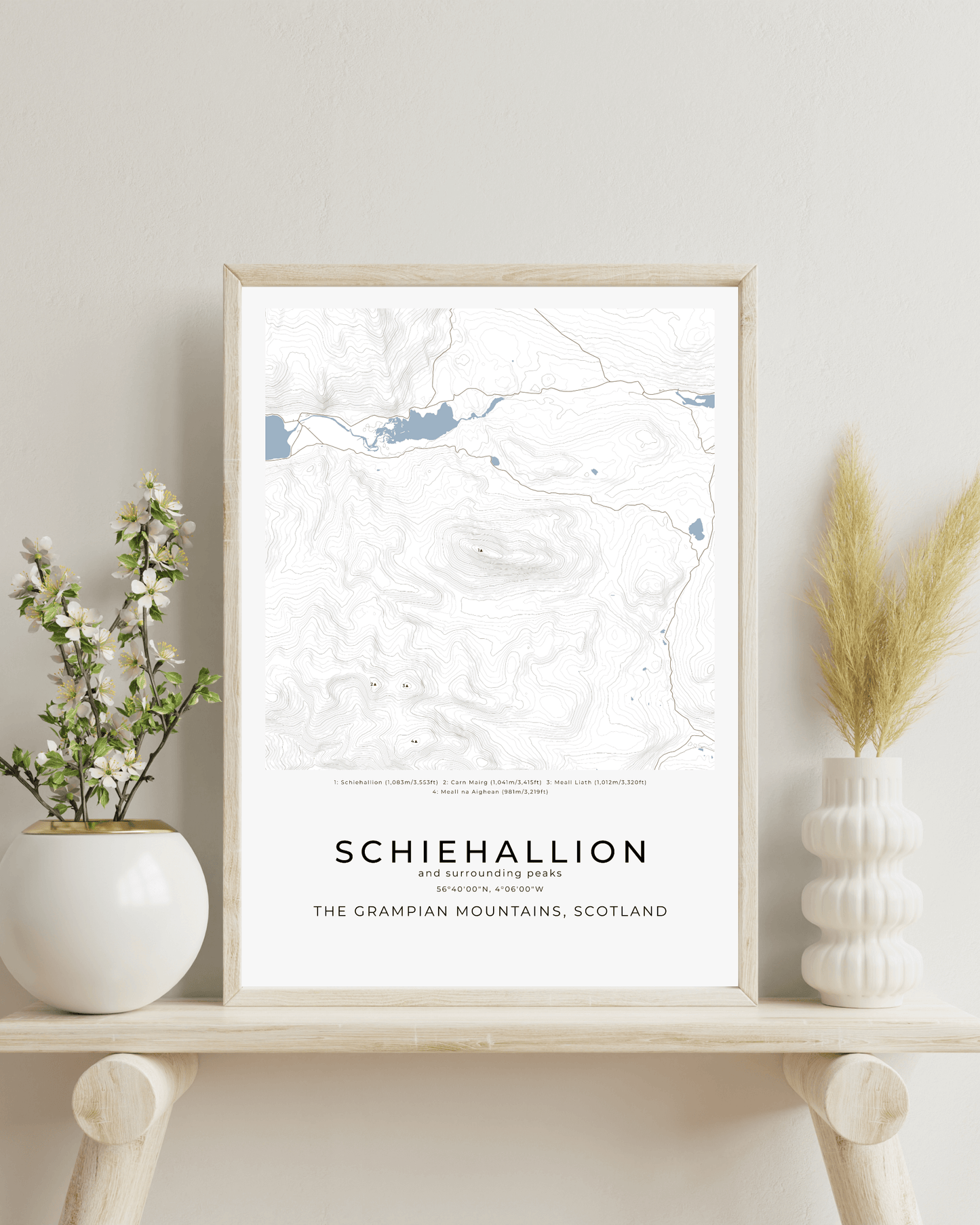 Schiehallion & Surrounding peaks - Contour Map Print Poster