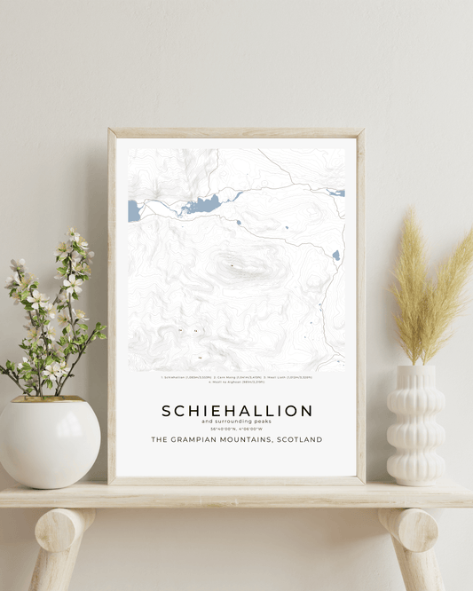 Schiehallion & Surrounding peaks - Contour Map Print Poster