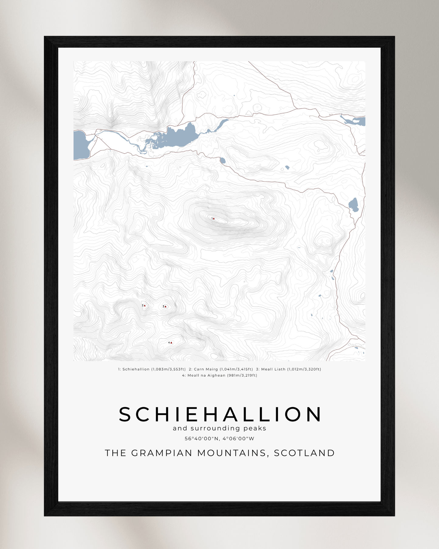 Schiehallion & Surrounding peaks - Contour Map Print Poster
