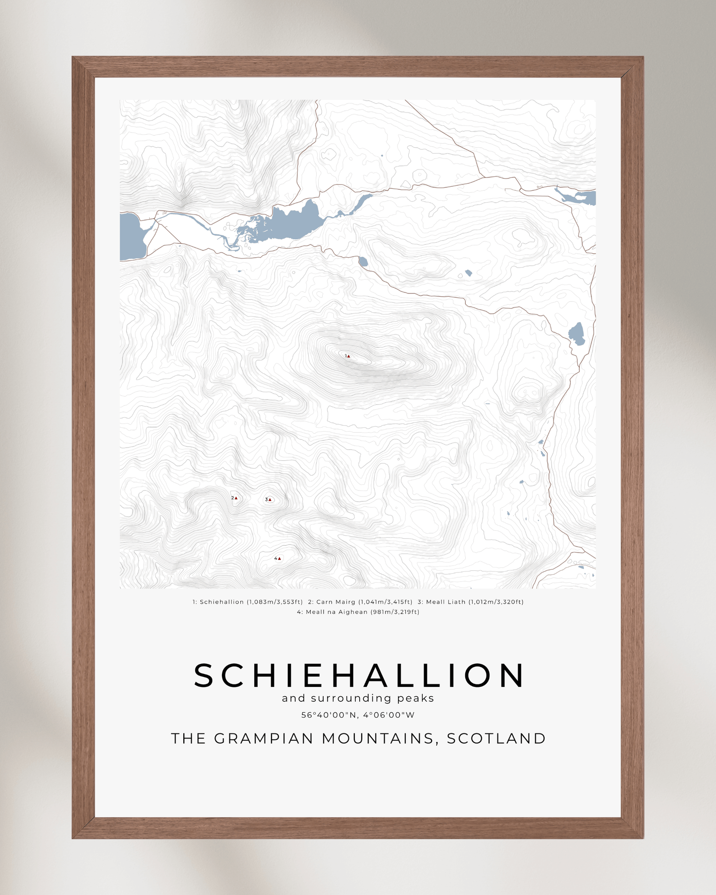 Schiehallion & Surrounding peaks - Contour Map Print Poster