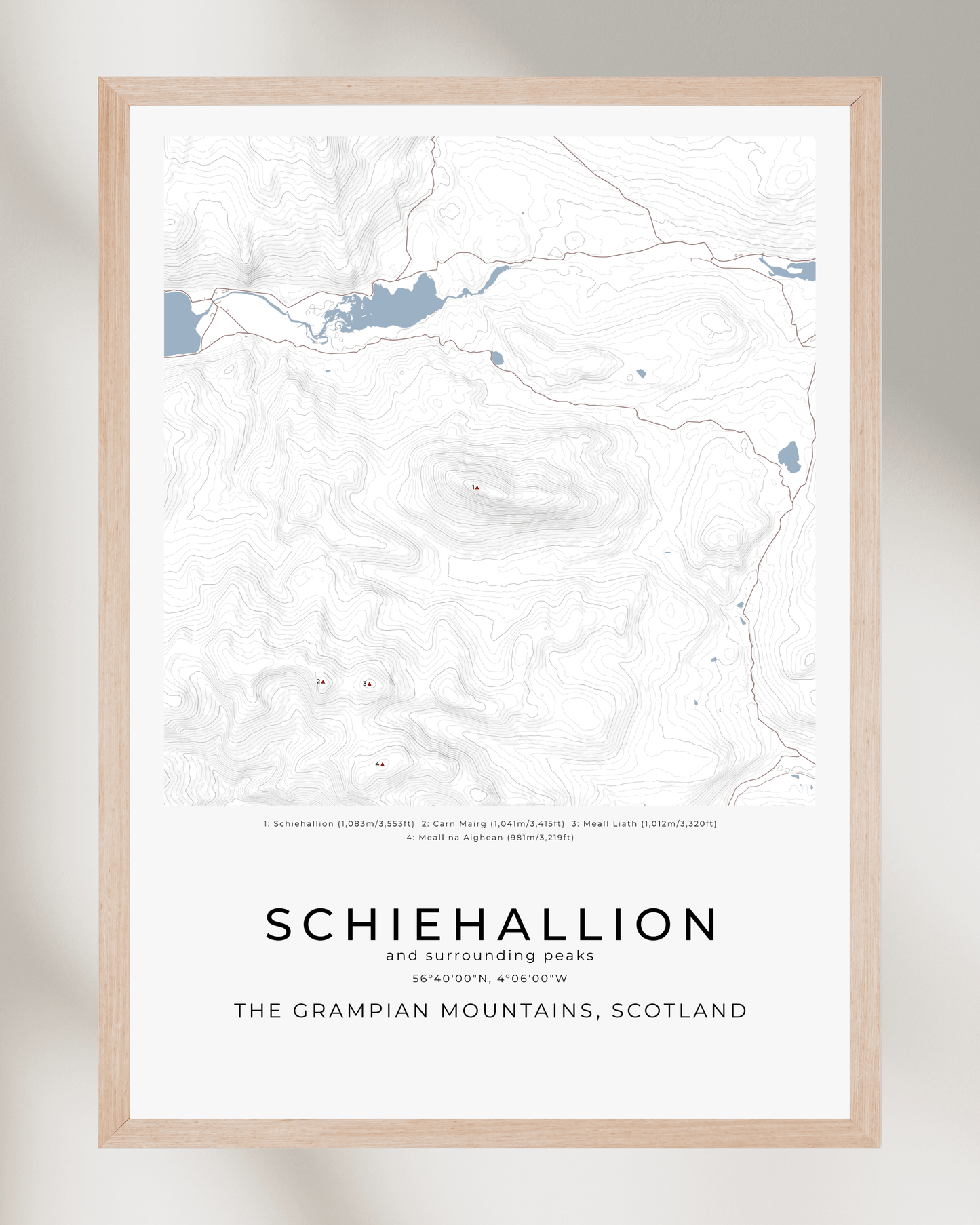 Schiehallion & Surrounding peaks - Contour Map Print Poster