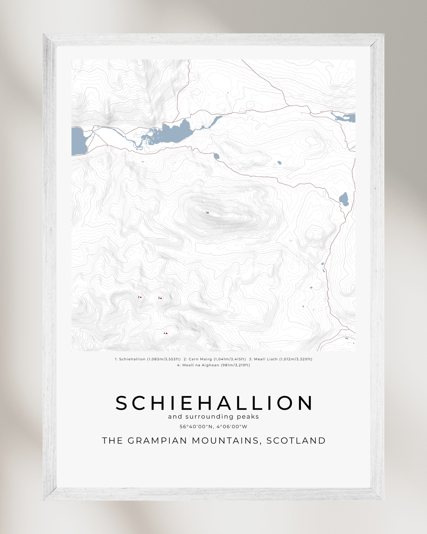 Schiehallion & Surrounding peaks - Contour Map Print Poster