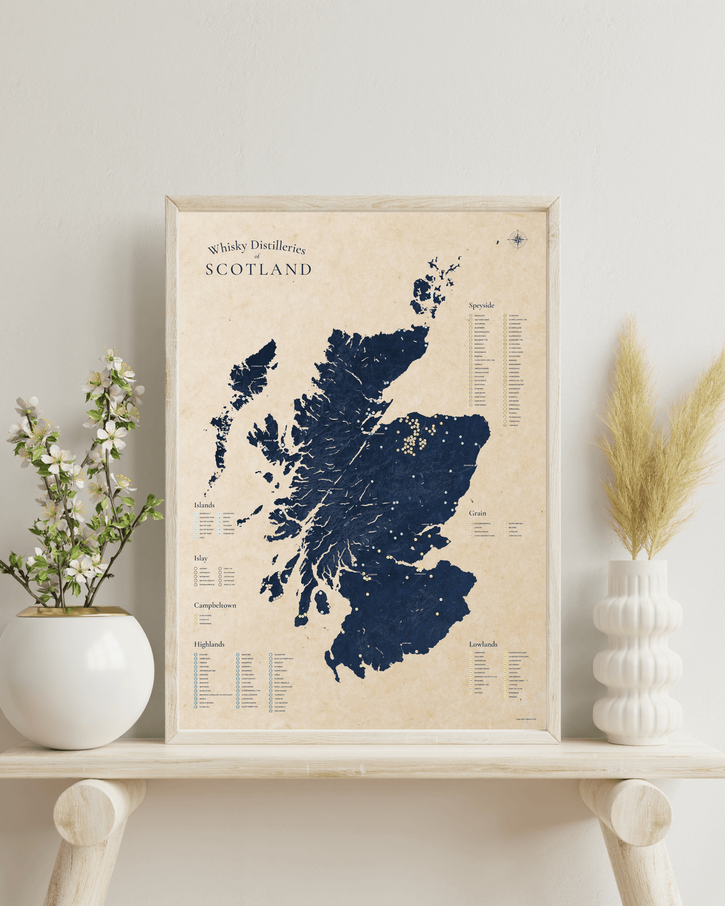 Scottish Whisky Distilleries Map Poster