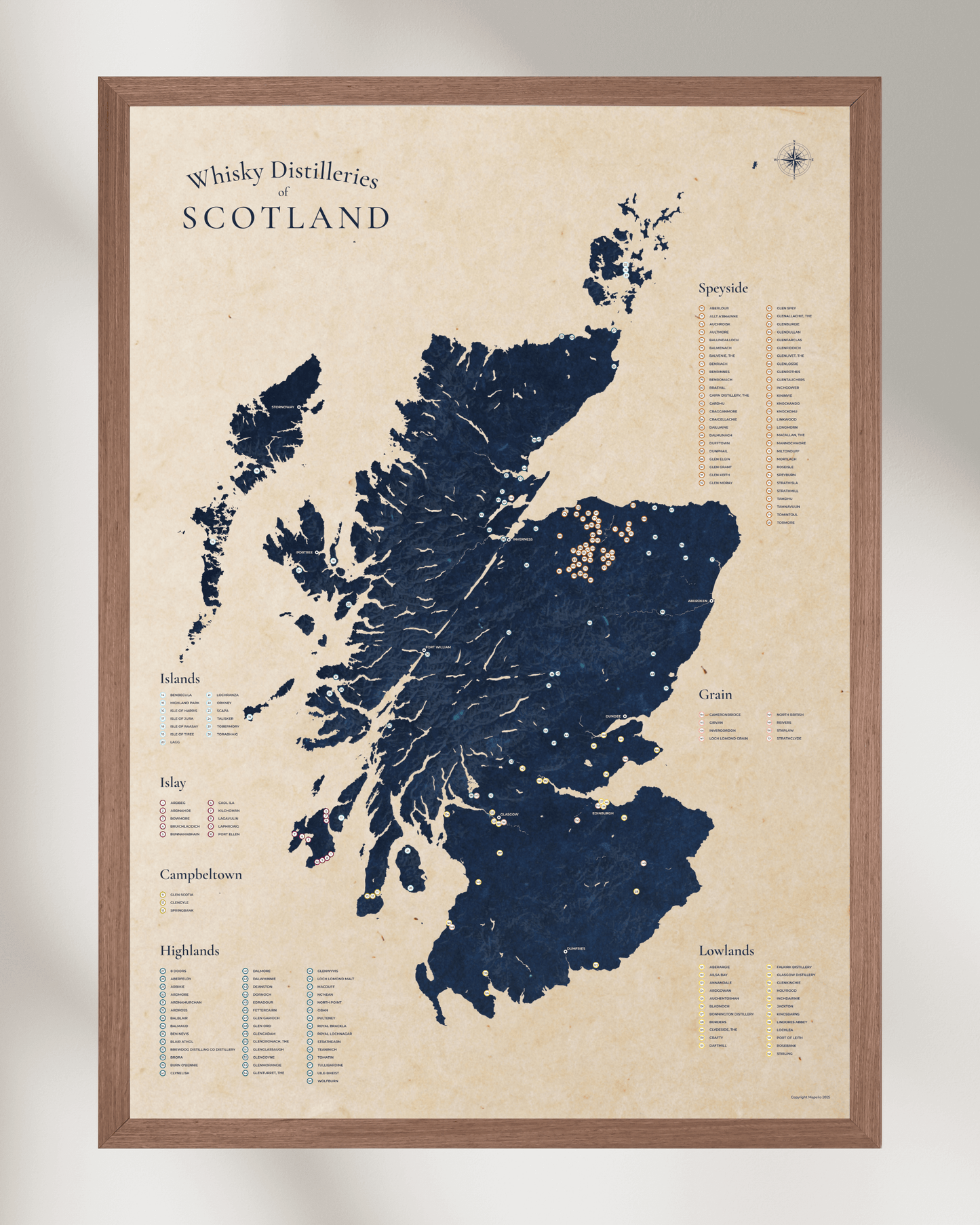 Scottish Whisky Distilleries Map Poster
