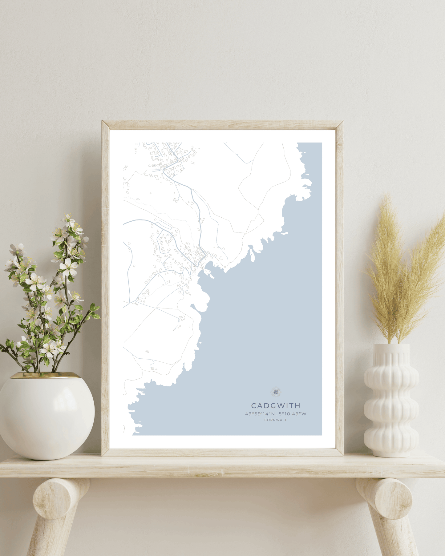 Coastal Map of Cadgwith - Seaspray White