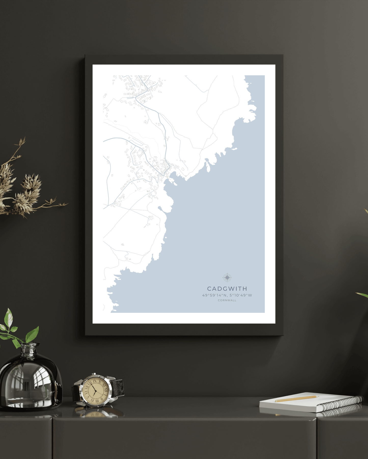 Coastal Map of Cadgwith - Seaspray White
