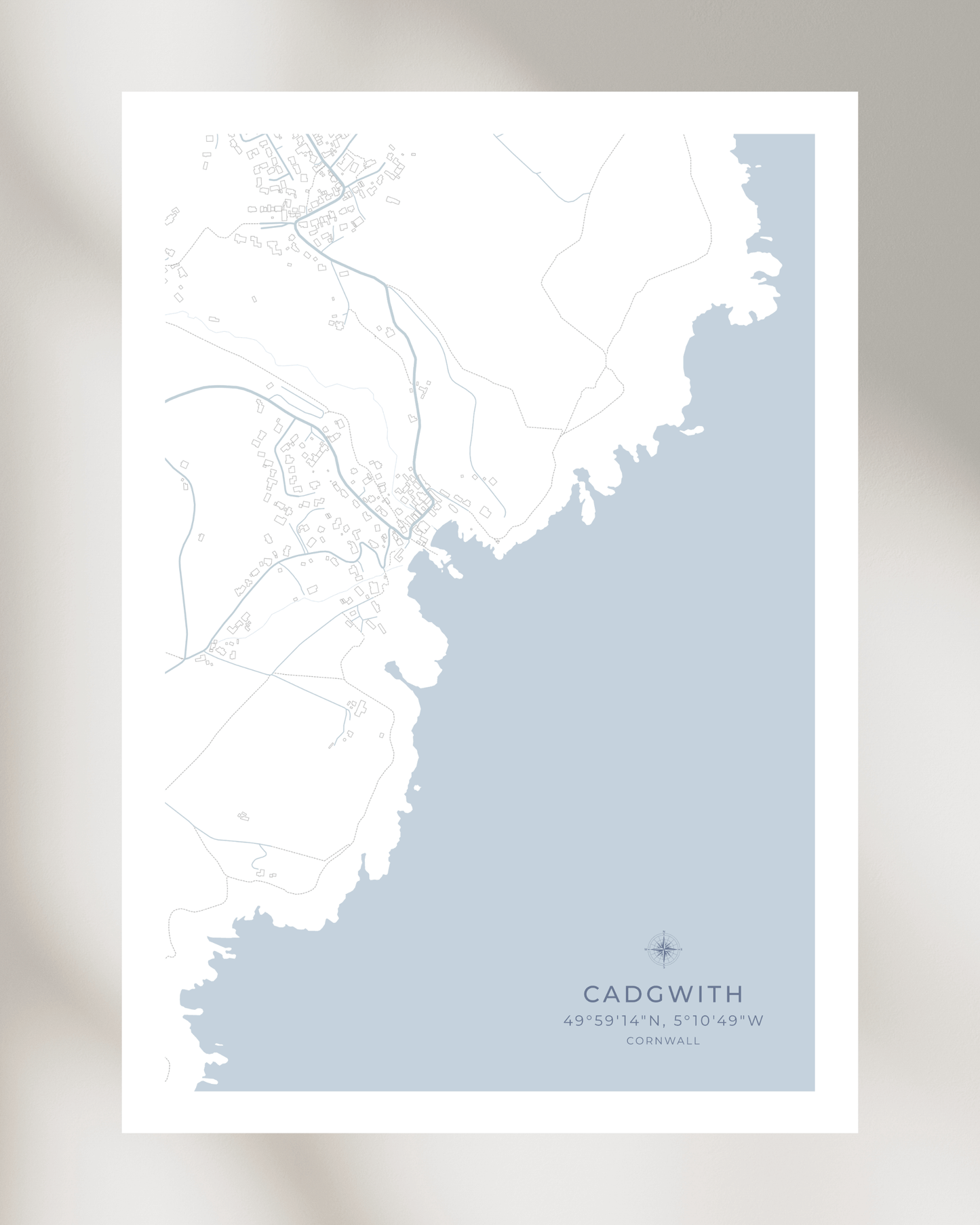 Coastal Map of Cadgwith - Seaspray White
