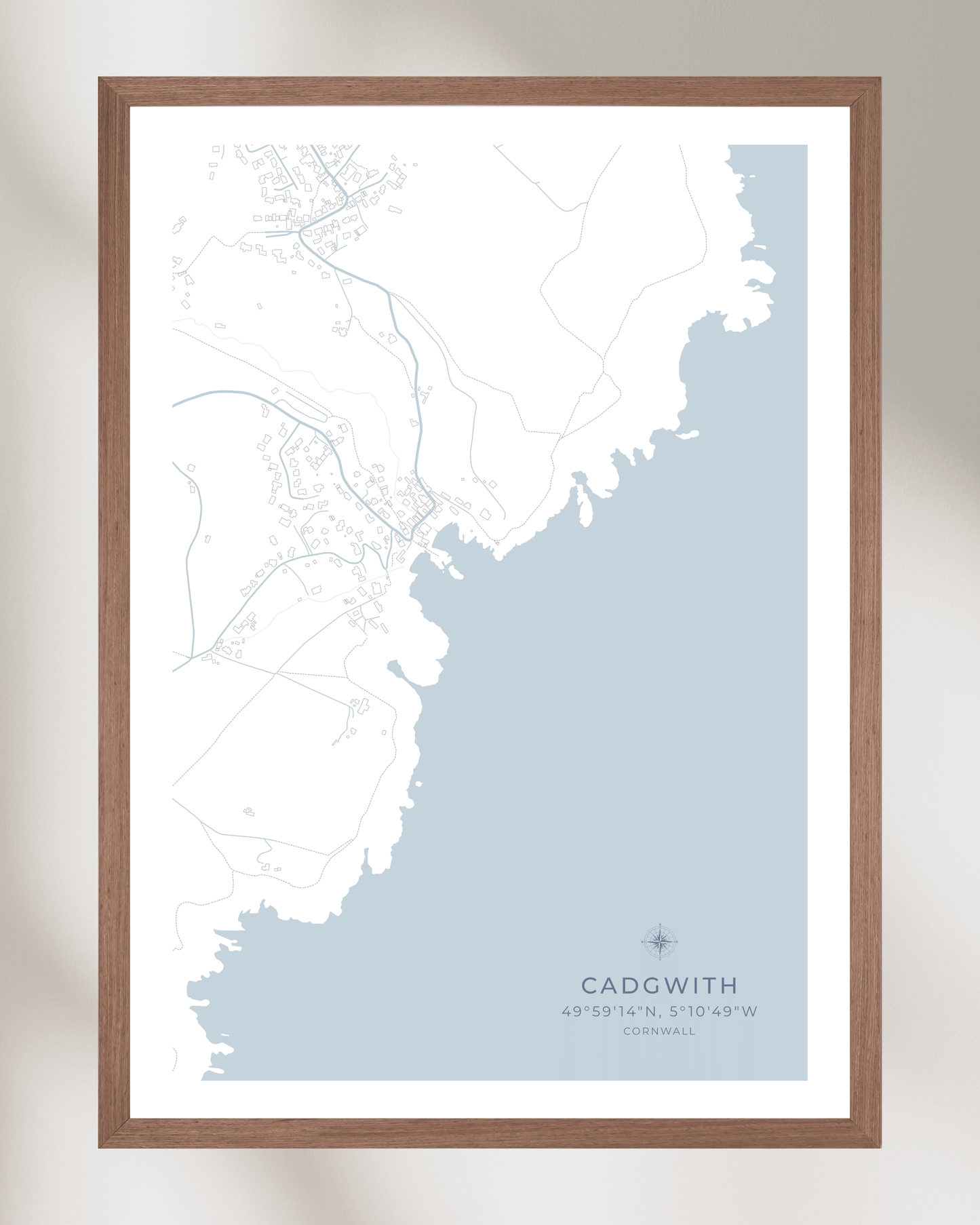 Coastal Map of Cadgwith - Seaspray White