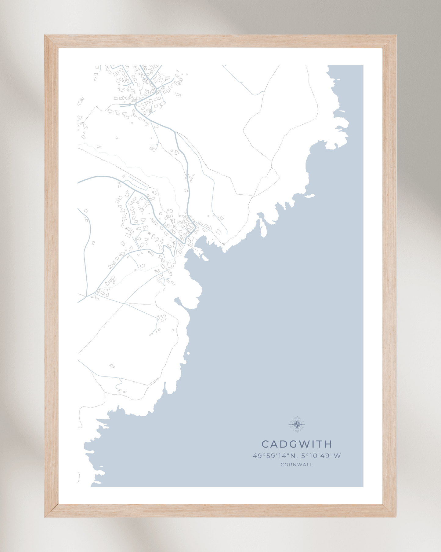 Coastal Map of Cadgwith - Seaspray White