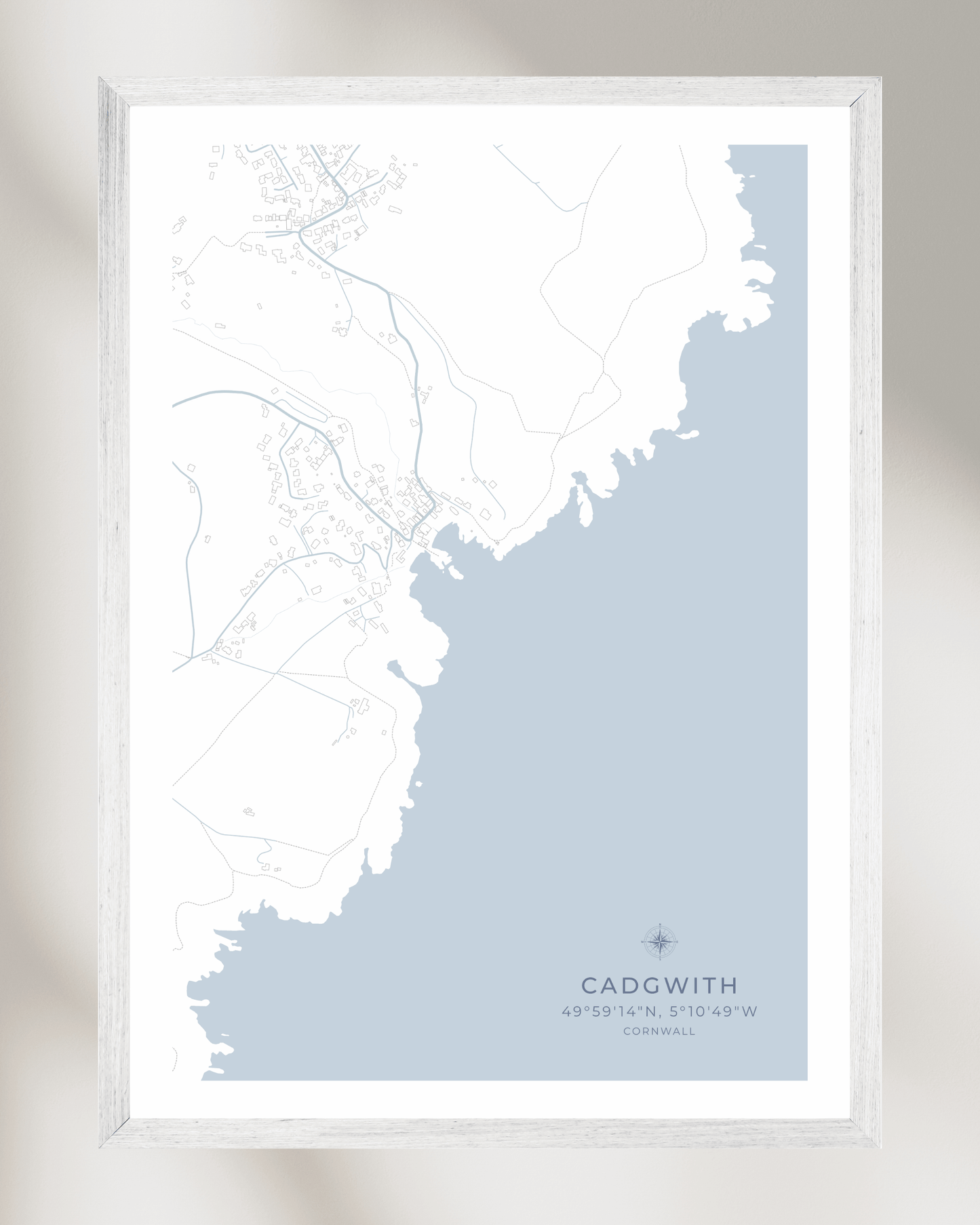 Coastal Map of Cadgwith - Seaspray White