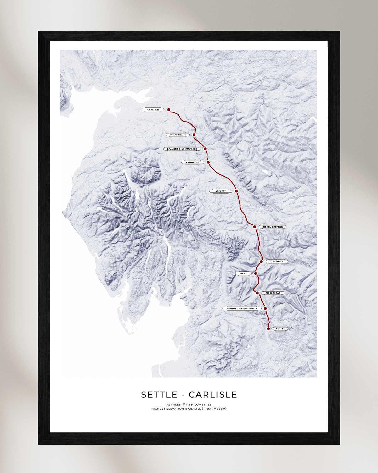 The Settle to Carlisle Line - Fine Art Railway Map