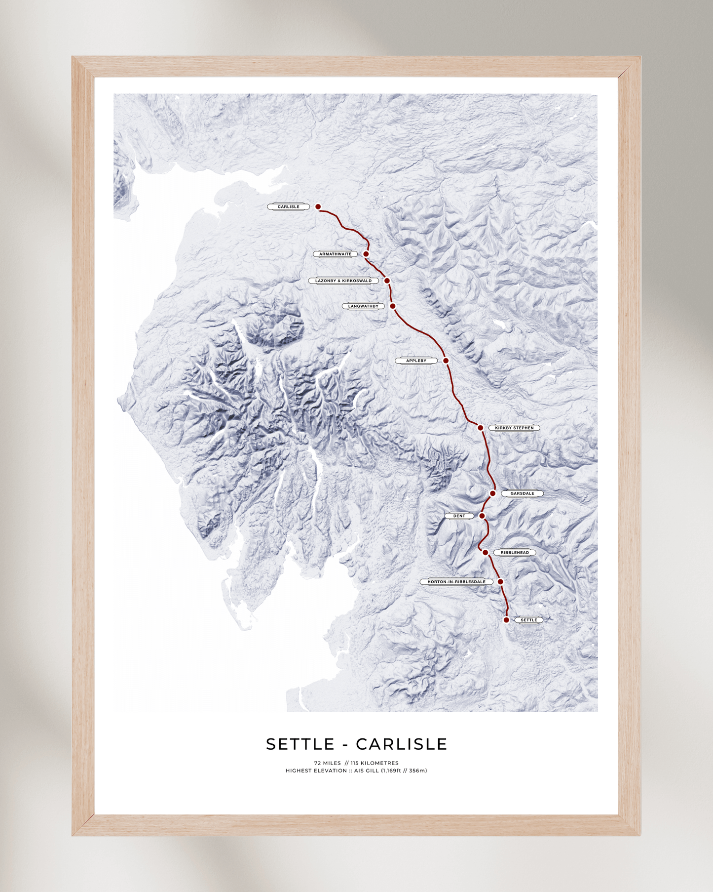 The Settle to Carlisle Line - Fine Art Railway Map