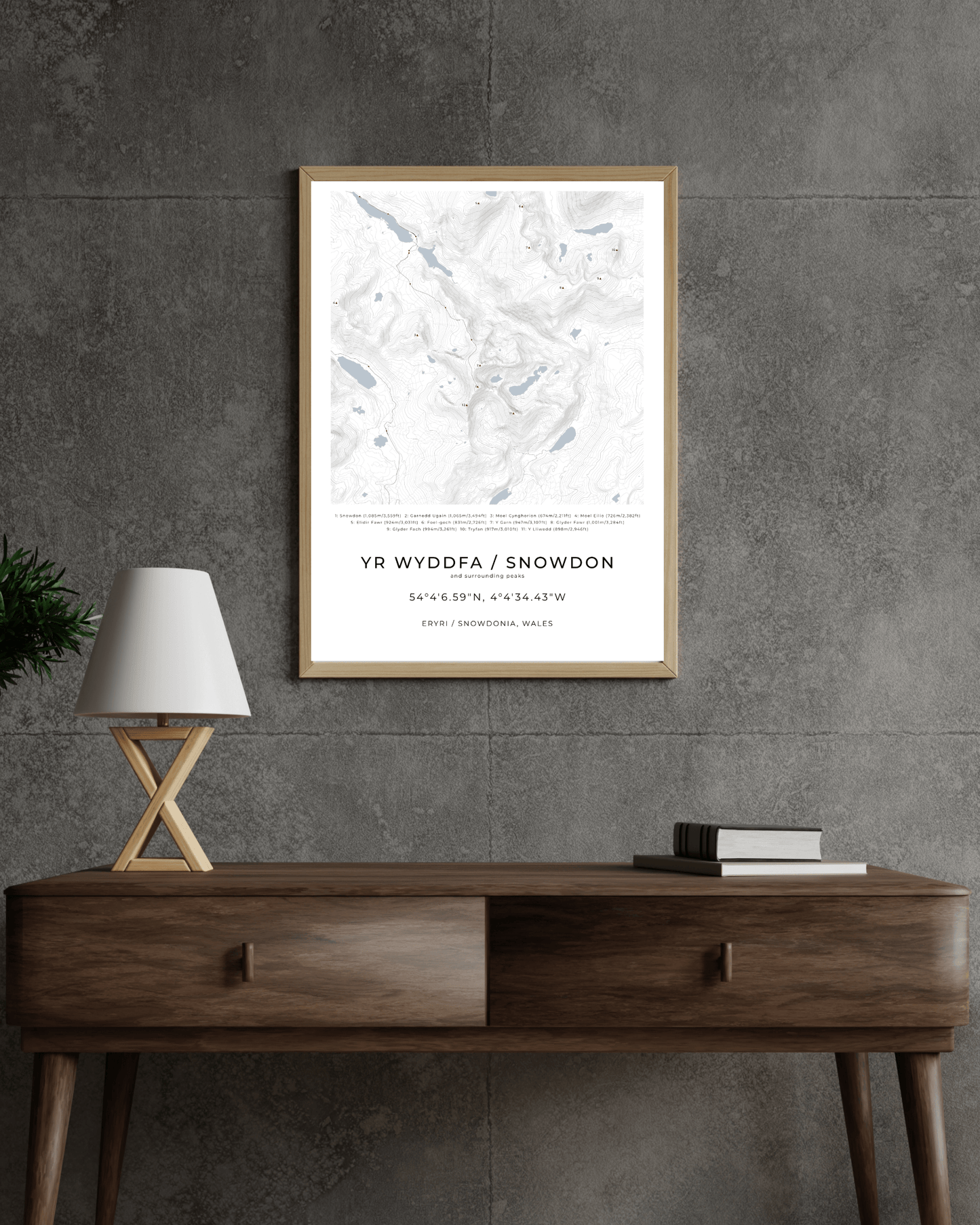 Yr Wyddfa / Snowdon & surrounding peaks - Contour Map Print