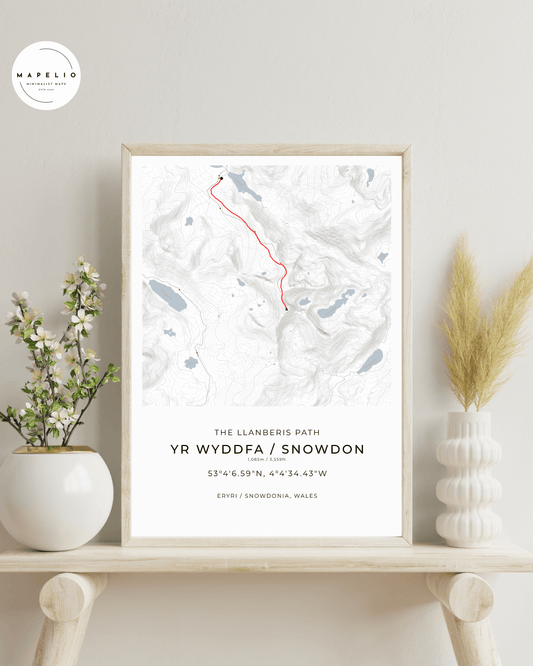 Snowdon - Llanberis Path -  Framed Contour Map