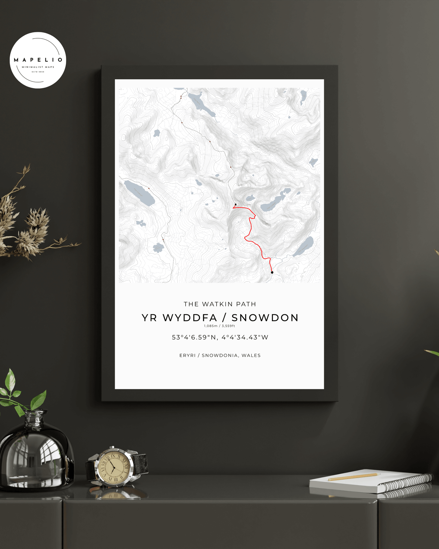 Snowdon - Watkin Path Contour Map