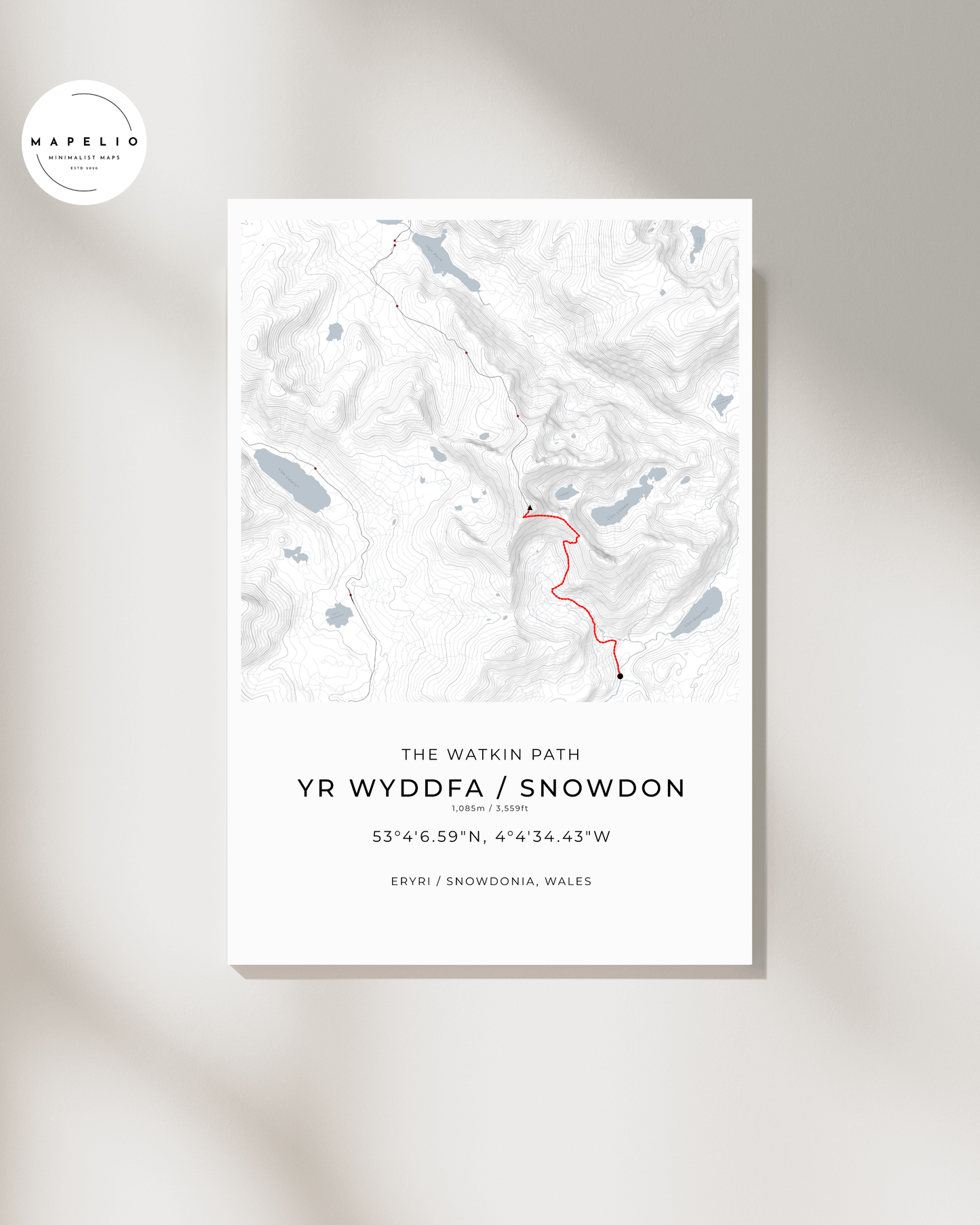 Snowdon - Watkin Path Contour Map