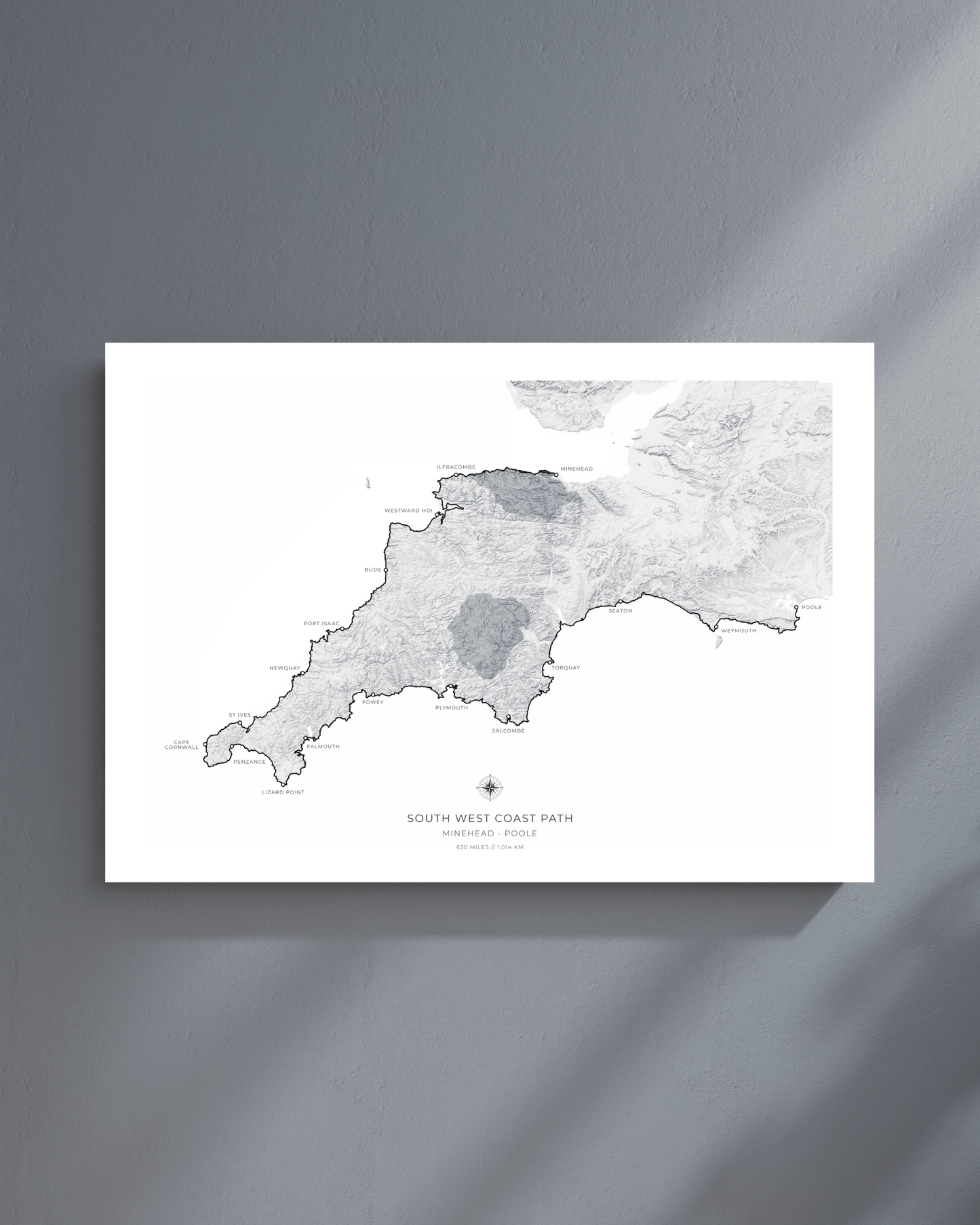 South West Coast Path - Fine Art Topographical Map Print