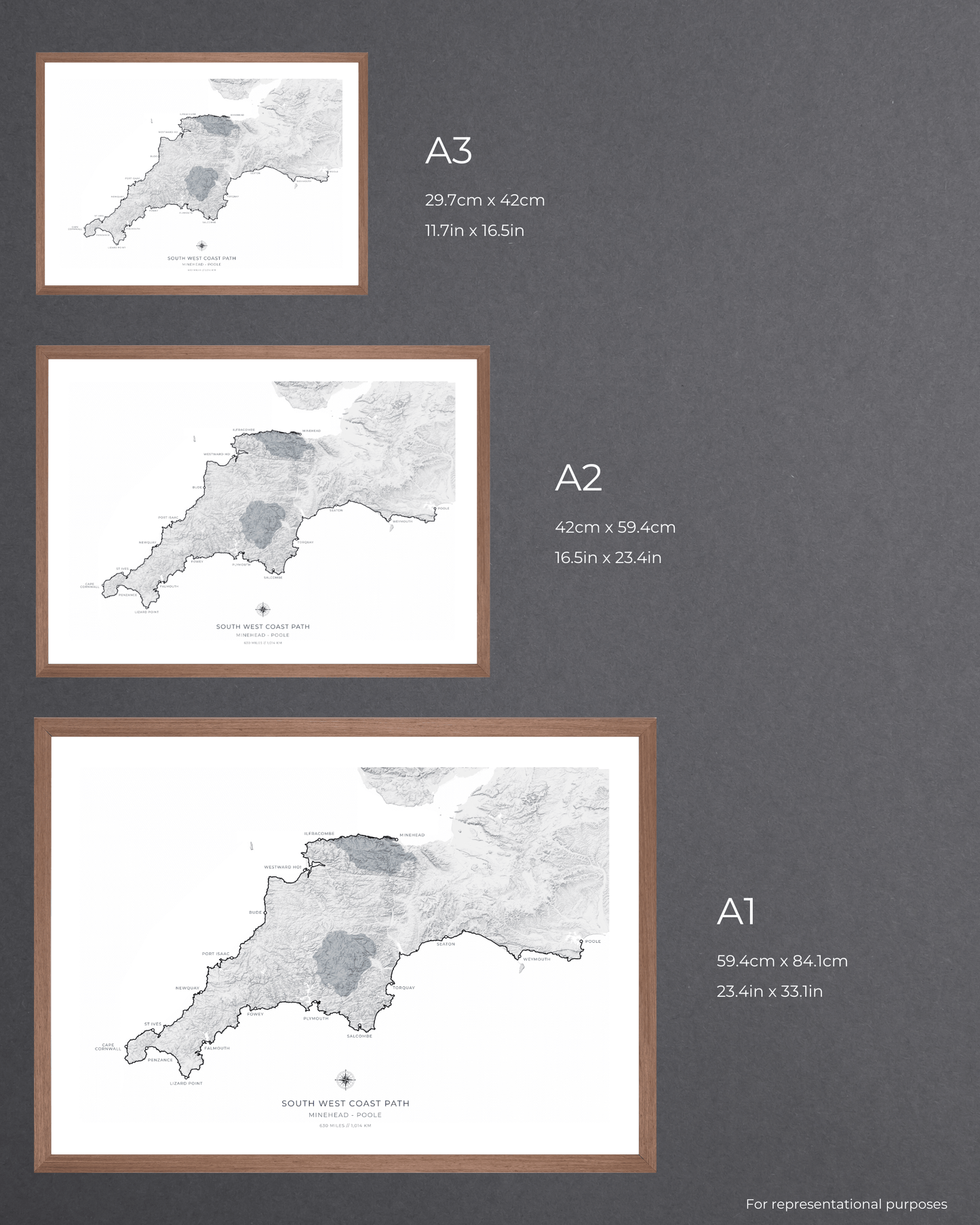 South West Coast Path - Fine Art Topographical Map Print