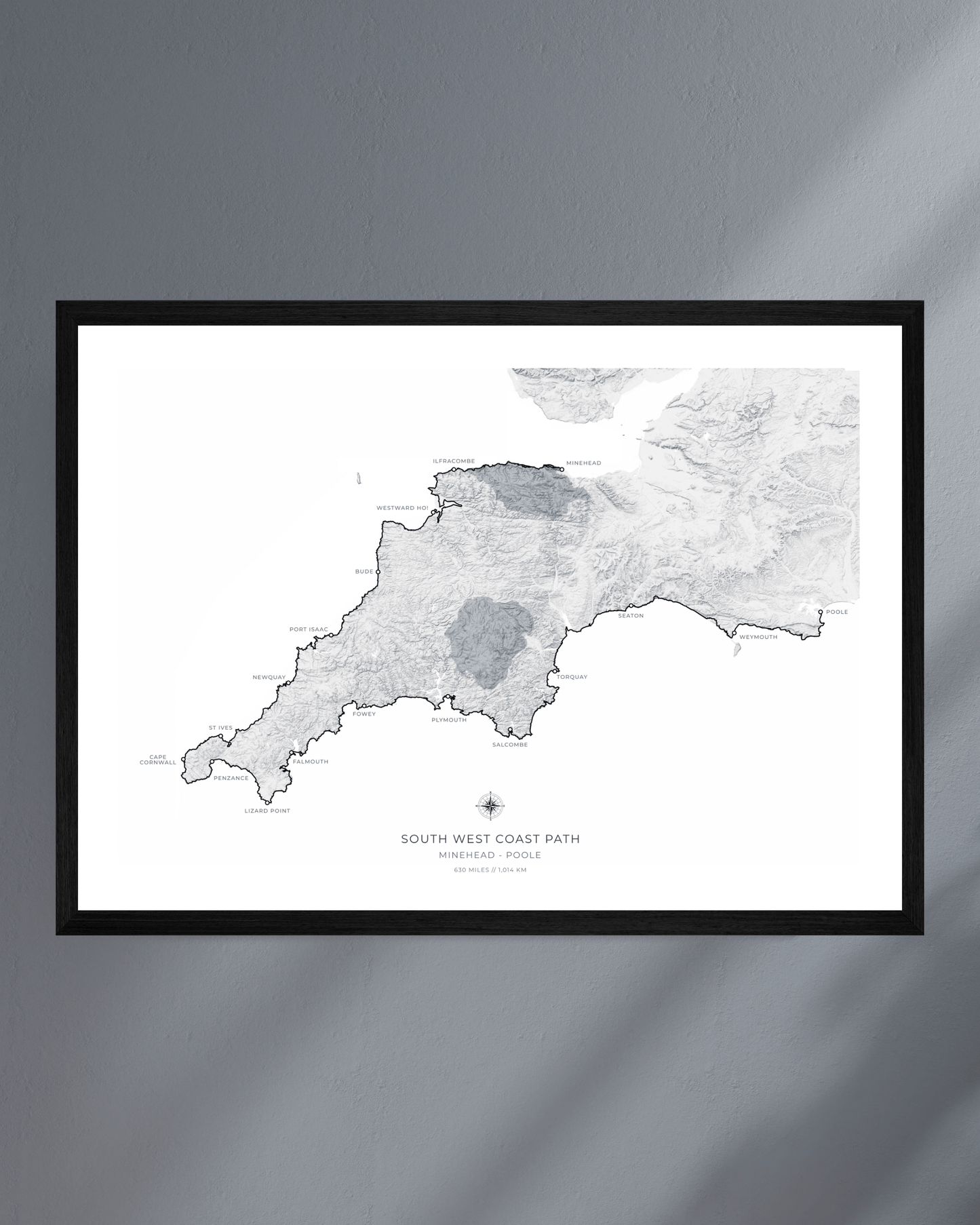 South West Coast Path - Fine Art Topographical Map Print