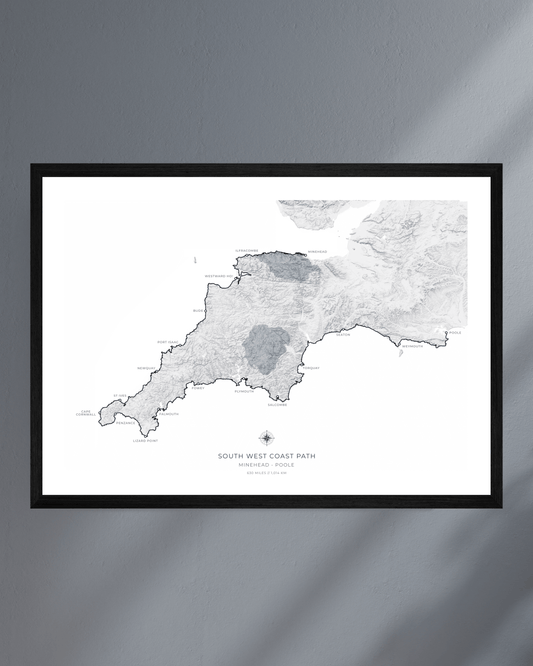 South West Coast Path - Fine Art Topographical Map Print