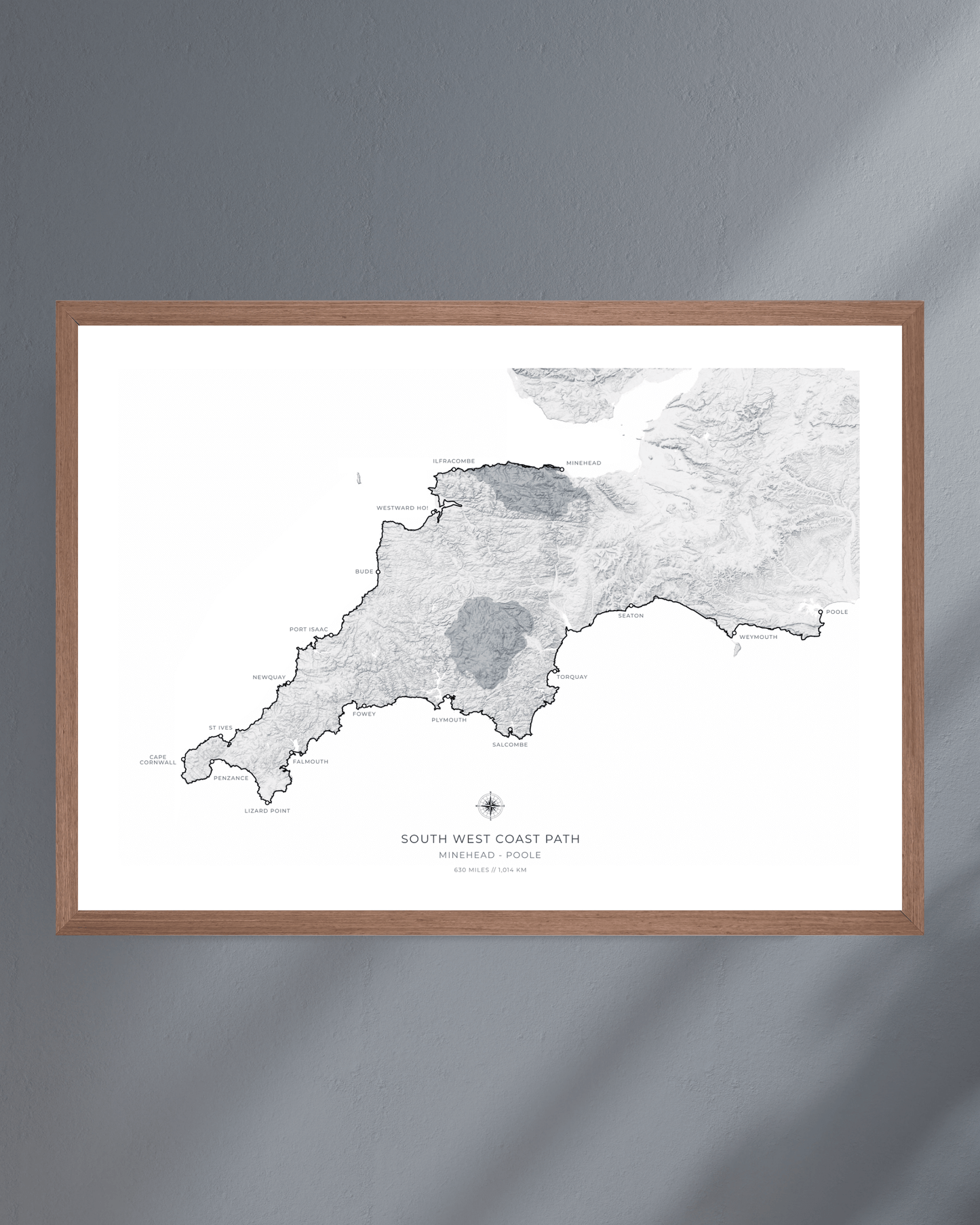 South West Coast Path - Fine Art Topographical Map Print