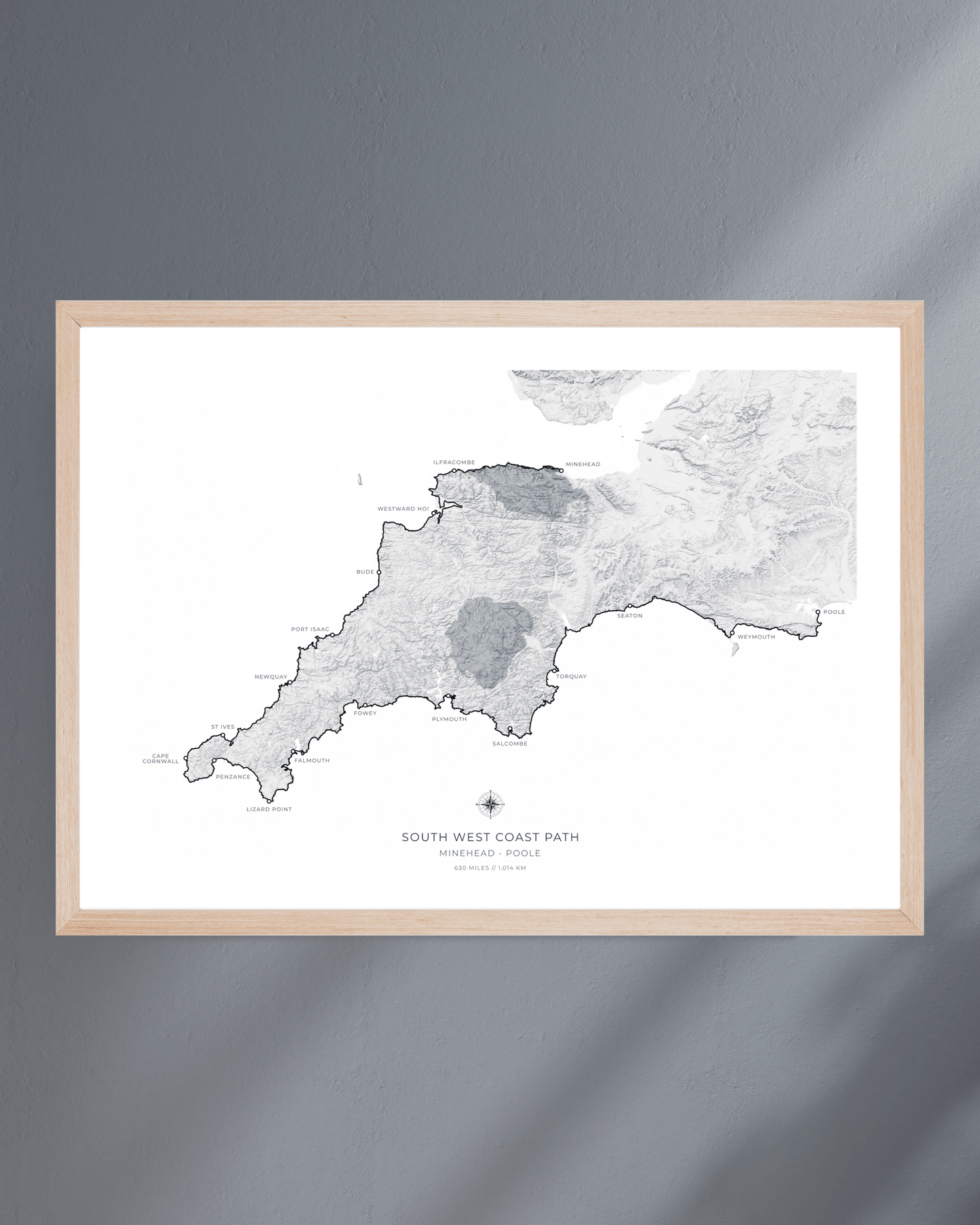 South West Coast Path - Fine Art Topographical Map Print