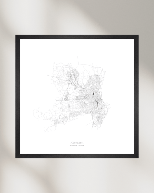 Aberdeen - City Map - Minimalist Fine Art Print - White