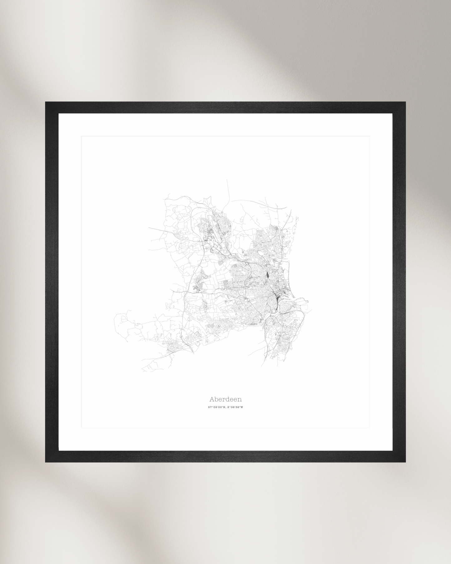 Aberdeen - City Map - Minimalist Fine Art Print - White