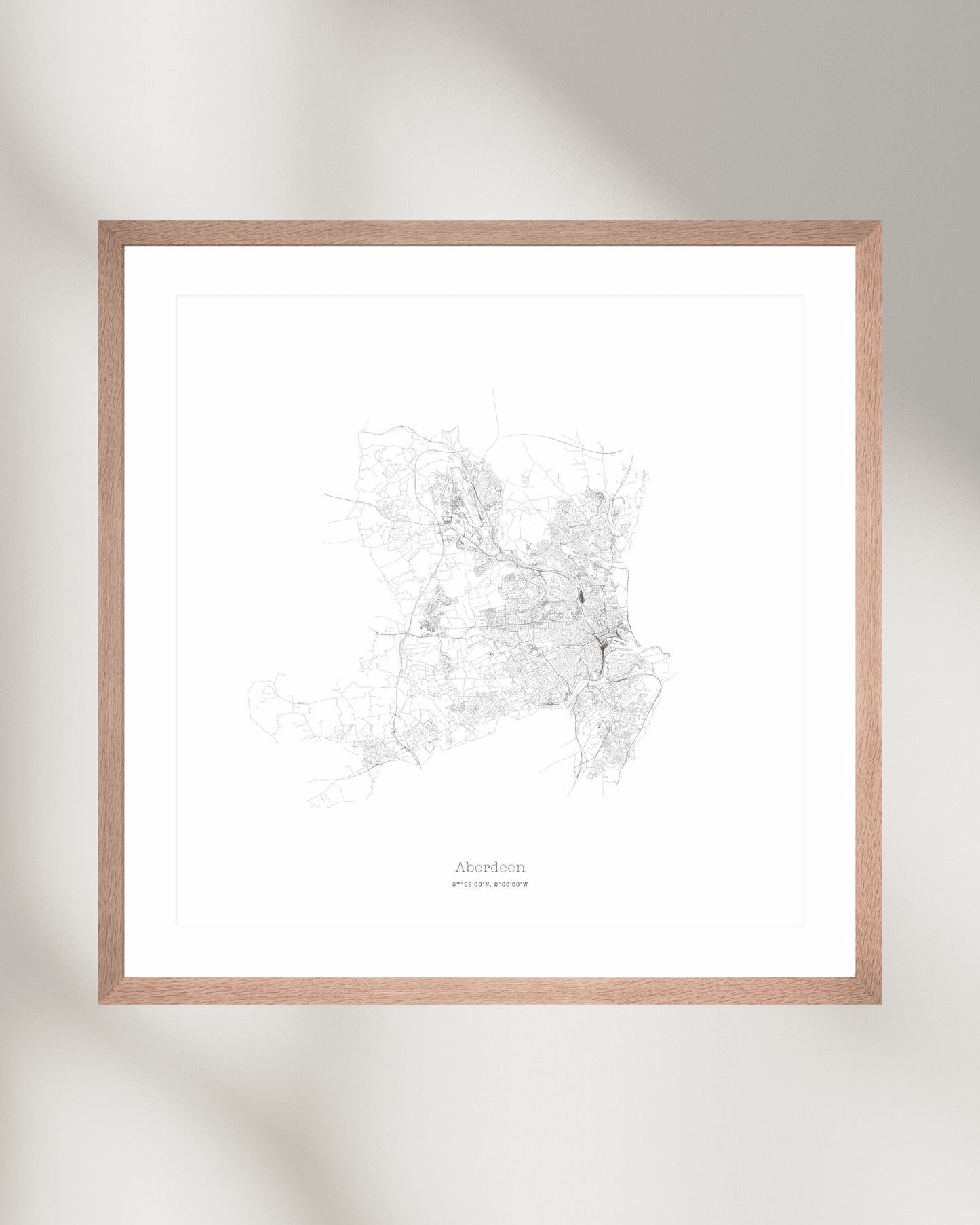 Aberdeen - City Map - Minimalist Fine Art Print - White
