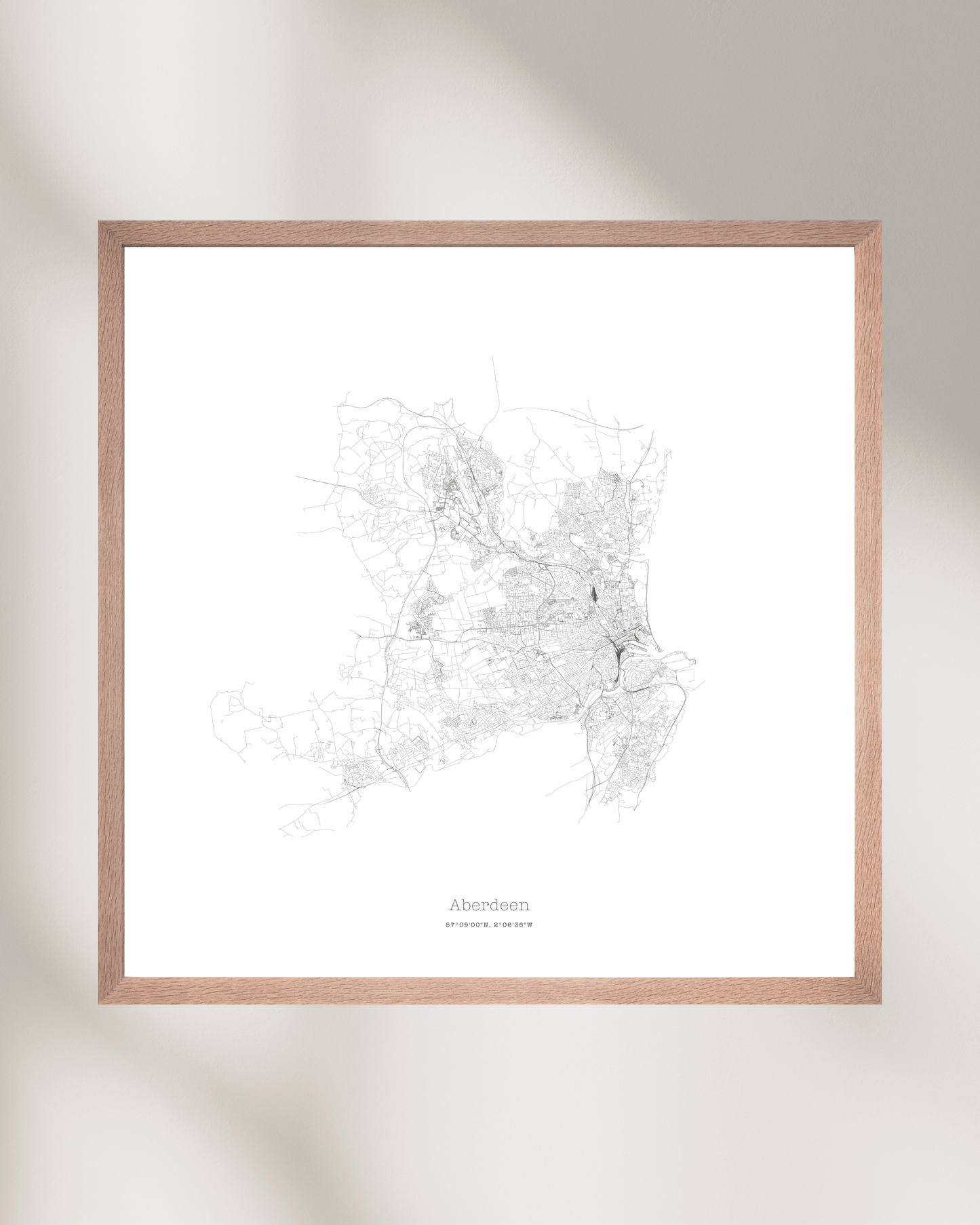 Aberdeen - City Map - Minimalist Fine Art Print - White