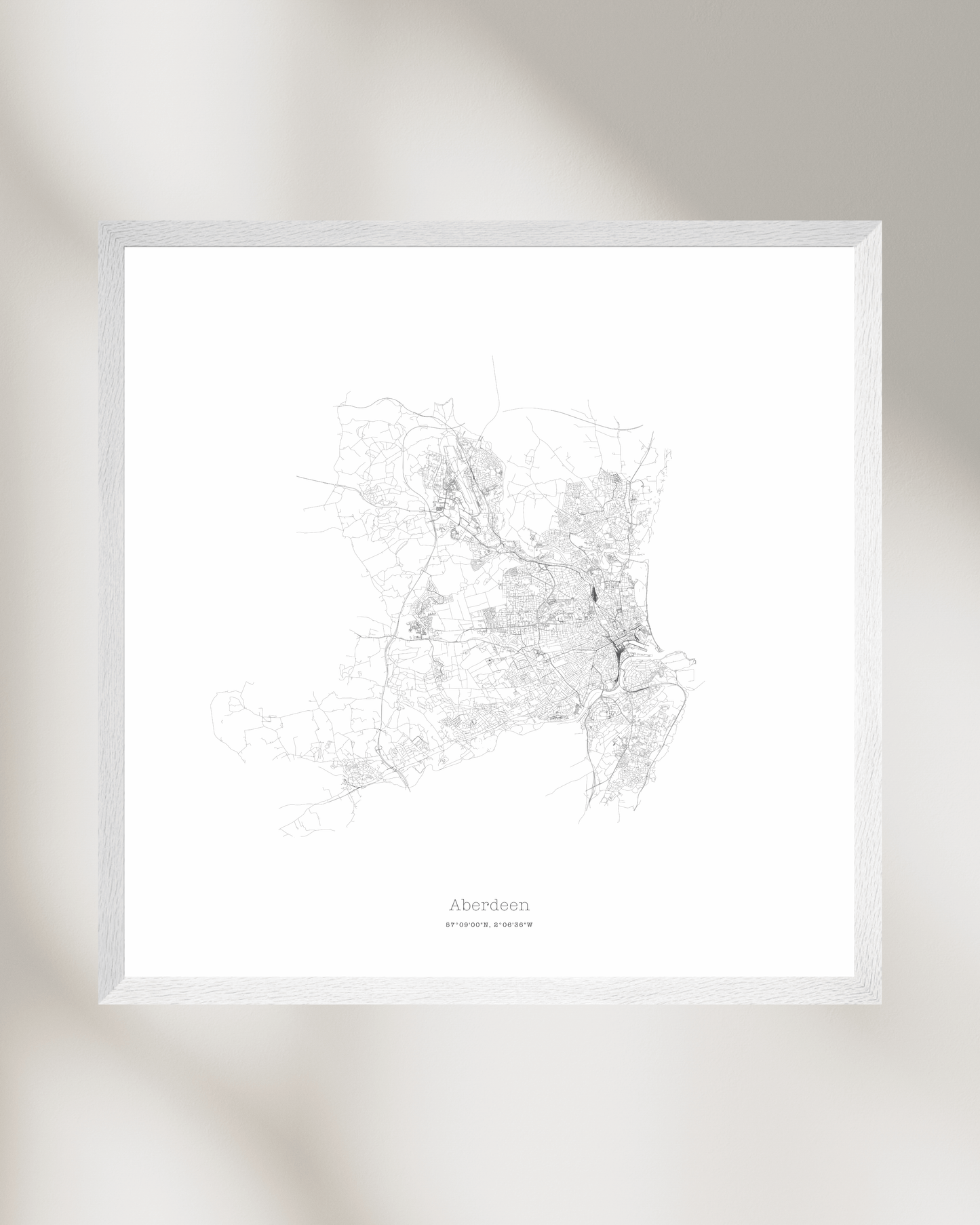 Aberdeen - City Map - Minimalist Fine Art Print - White