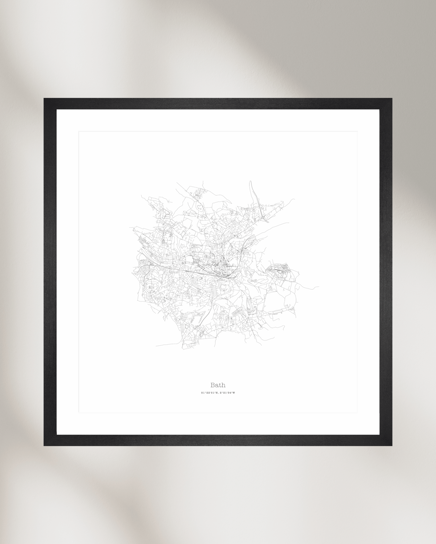 Bath - City Map - Minimalist Fine Art Print - White