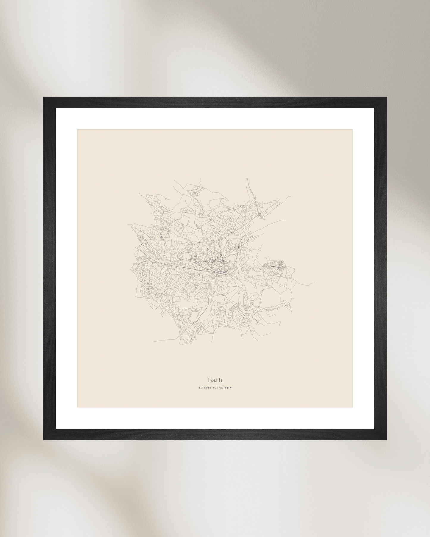 Bath - City Map - Minimalist Fine Art Print - Taupe