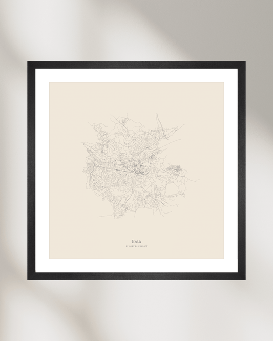 Bath - City Map - Minimalist Fine Art Print - Taupe