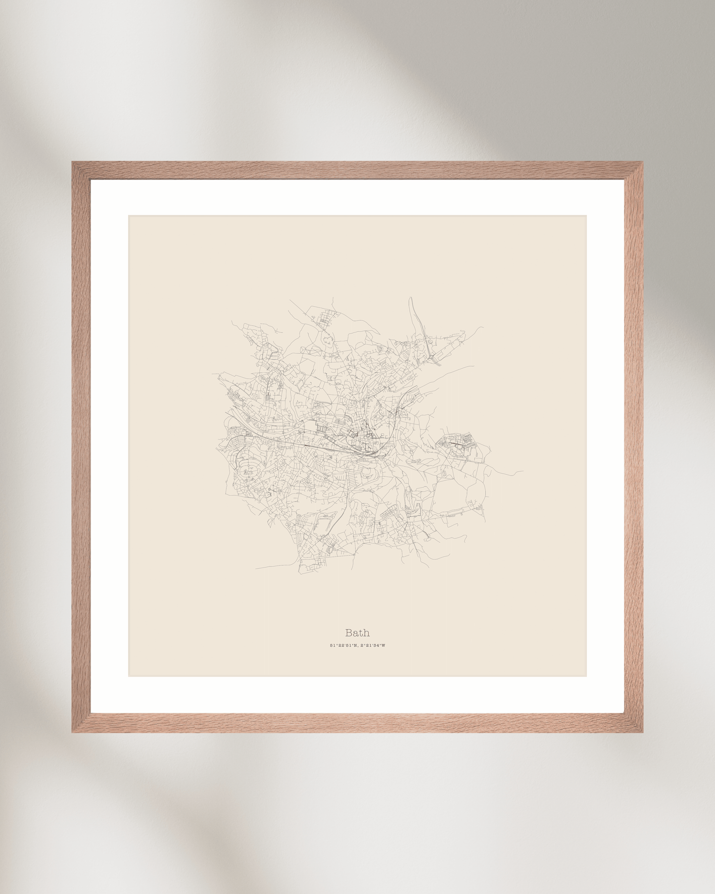 Bath - City Map - Minimalist Fine Art Print - Taupe