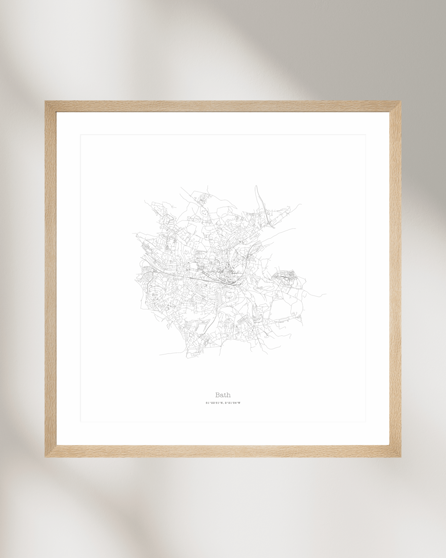 Bath - City Map - Minimalist Fine Art Print - White