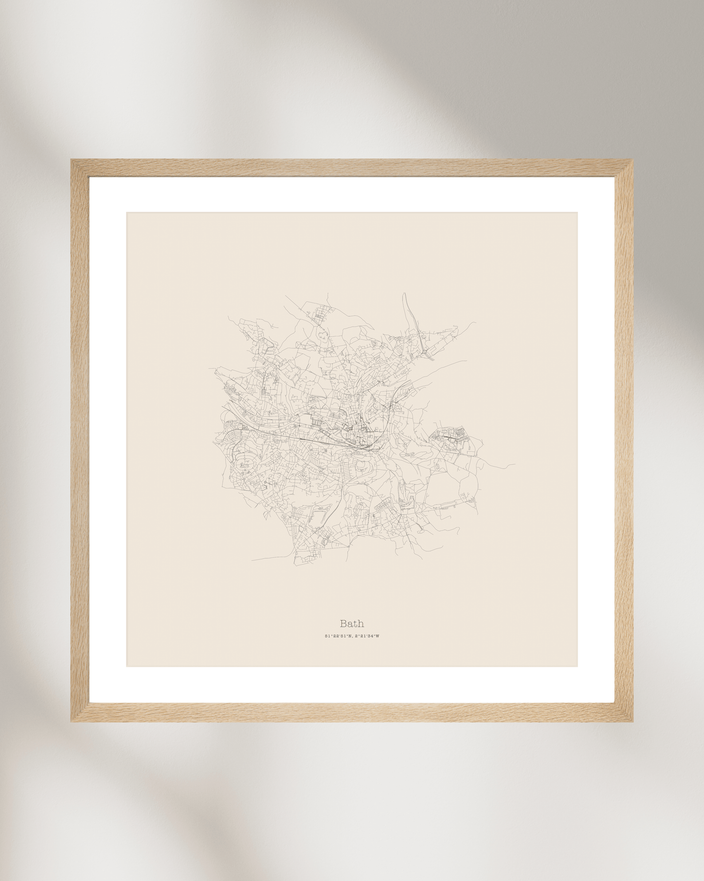 Bath - City Map - Minimalist Fine Art Print - Taupe