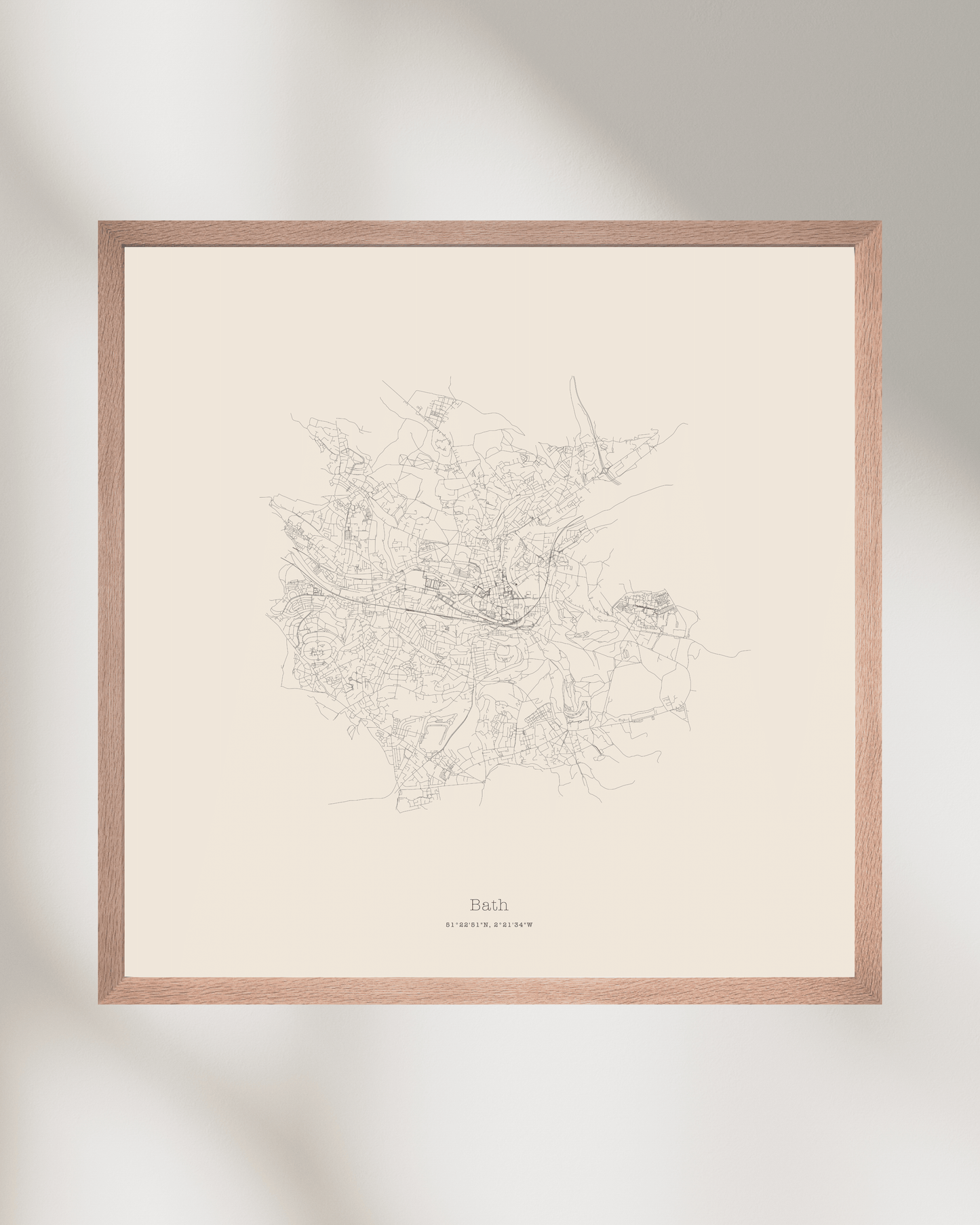 Bath - City Map - Minimalist Fine Art Print - Taupe