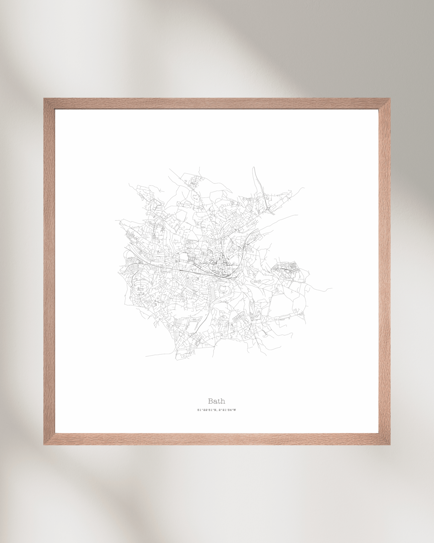 Bath - City Map - Minimalist Fine Art Print - White